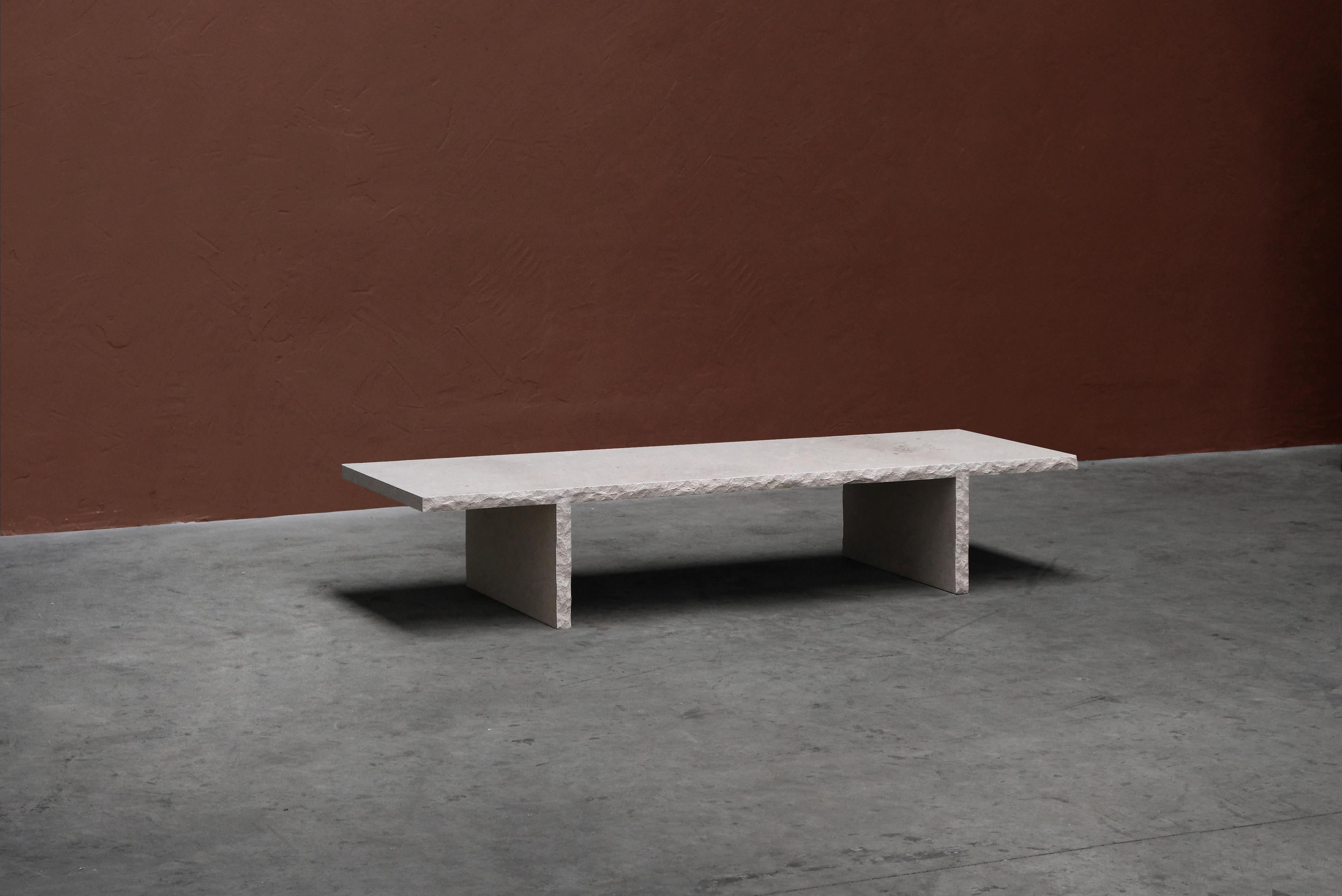 Sculpted Bourgogne Stone Coffee Table, Fruste by Frederic Saulou 3