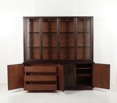 Sculpted Brasilia Walnut Credenza by Broyhill with Detachable China Hutch
