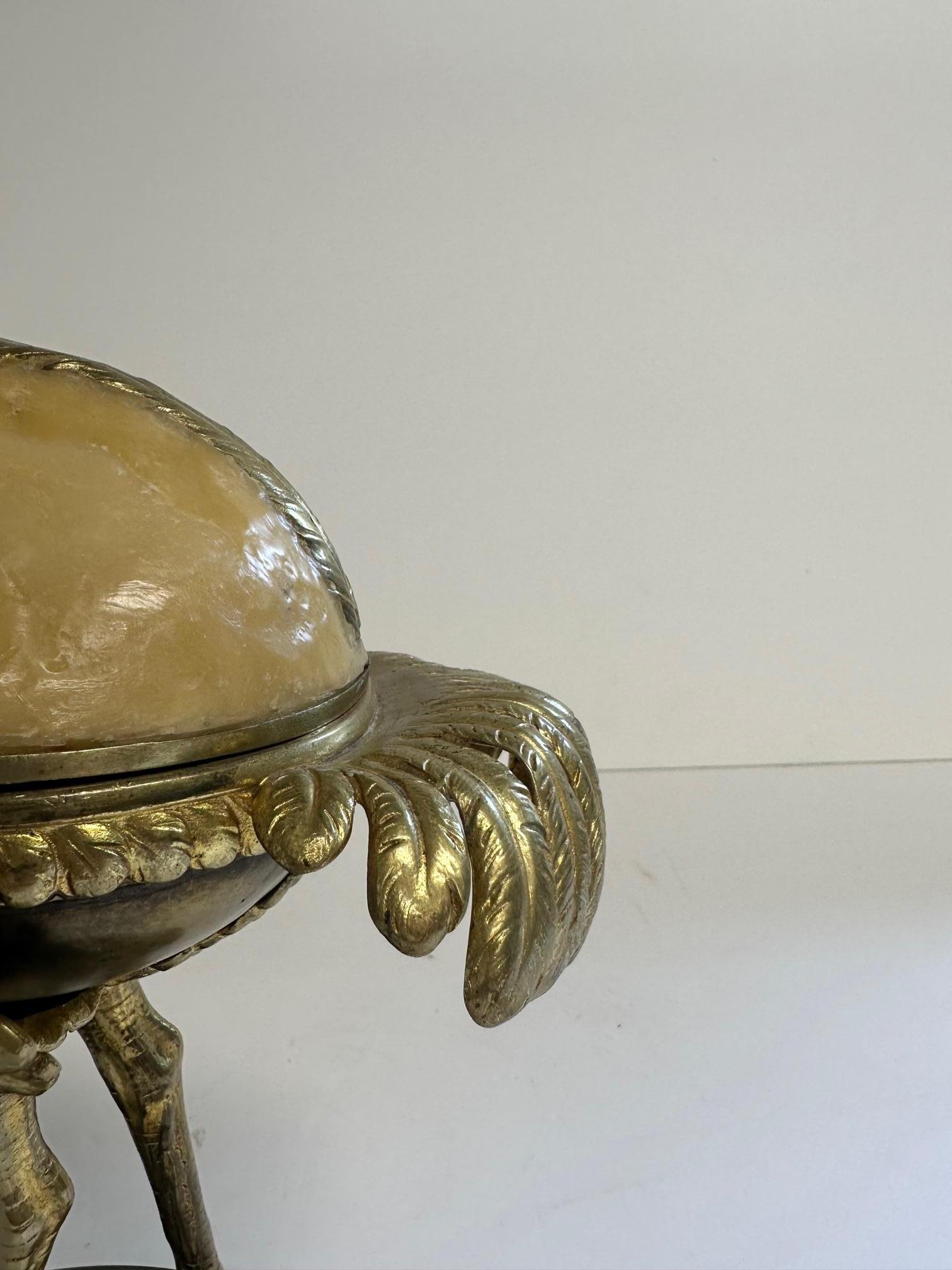 Sculpted Brass Ostrich Box with Resin Top and Marble Base For Sale 3