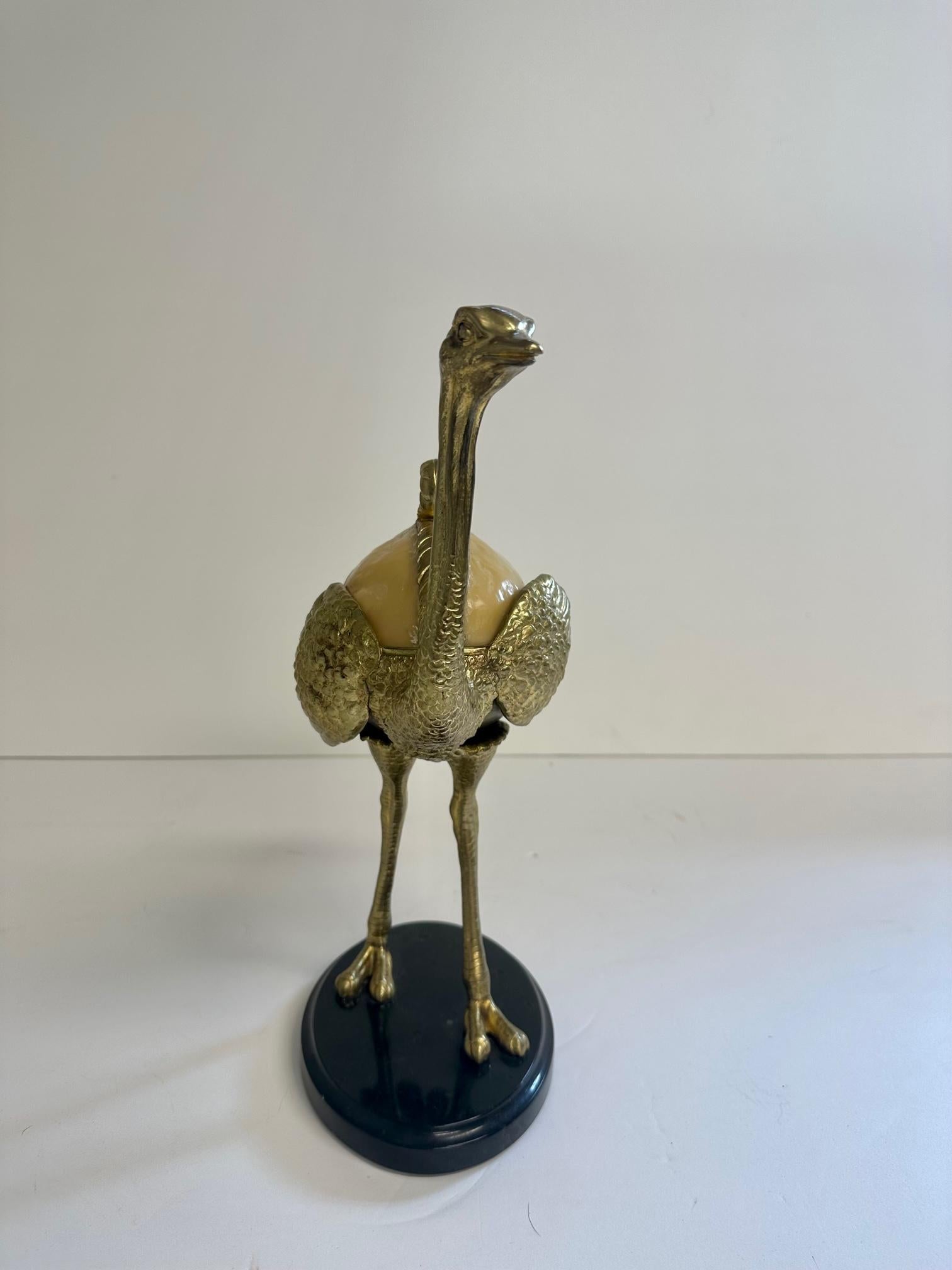 Sculpted Brass Ostrich Box with Resin Top and Marble Base For Sale 4