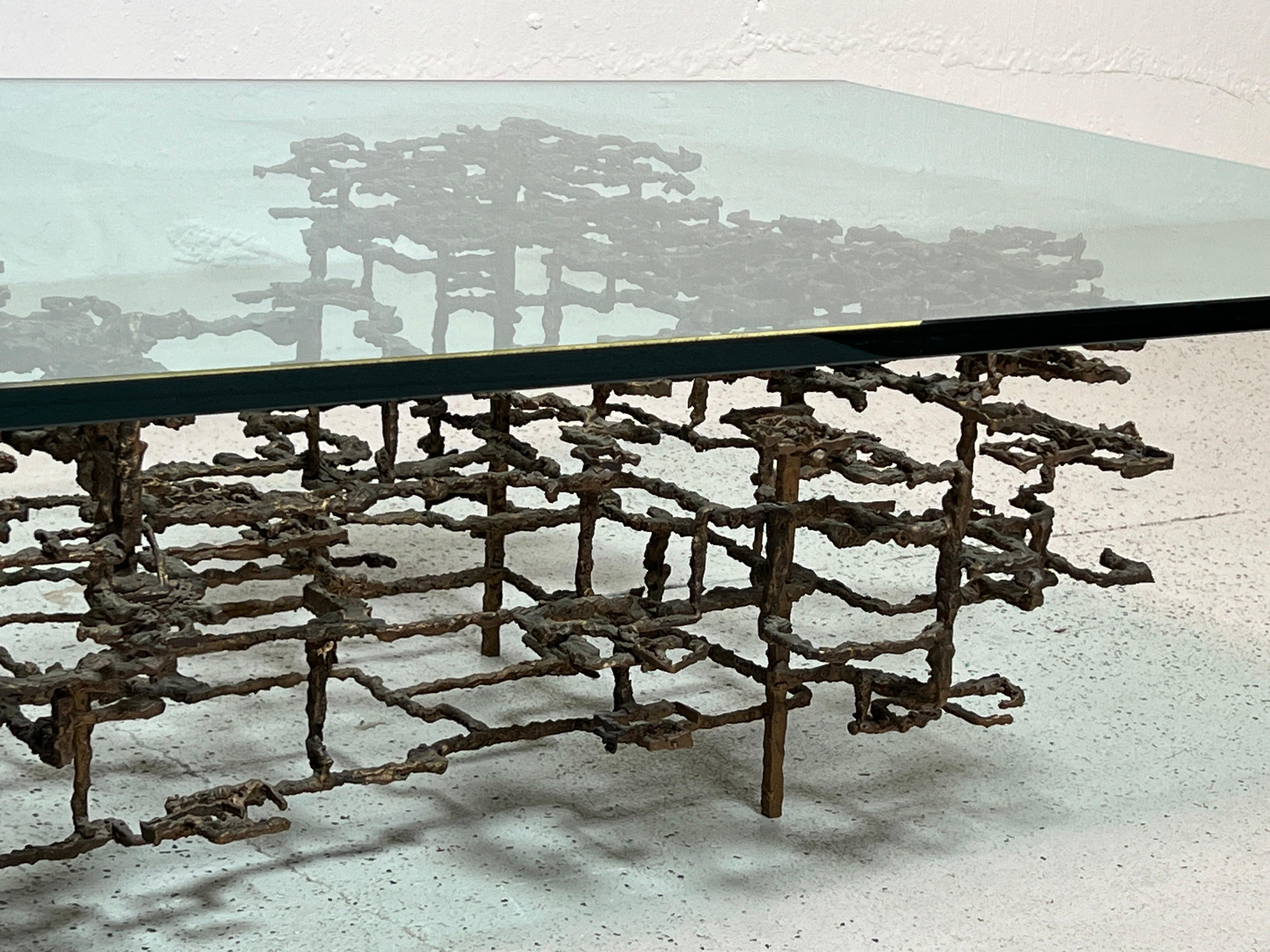 Sculpted Bronze Coffee Table by Daniel Gluck For Sale 7