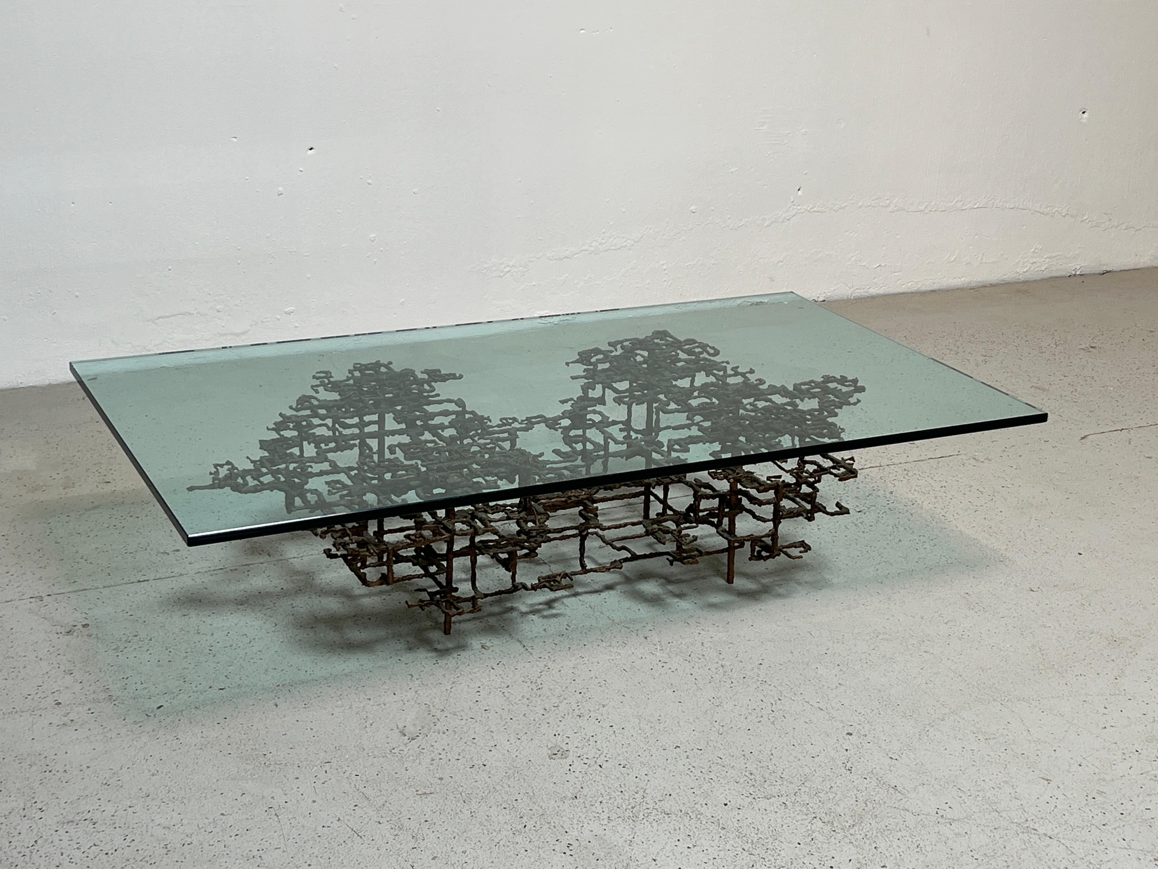 Mid-20th Century Sculpted Bronze Coffee Table by Daniel Gluck For Sale