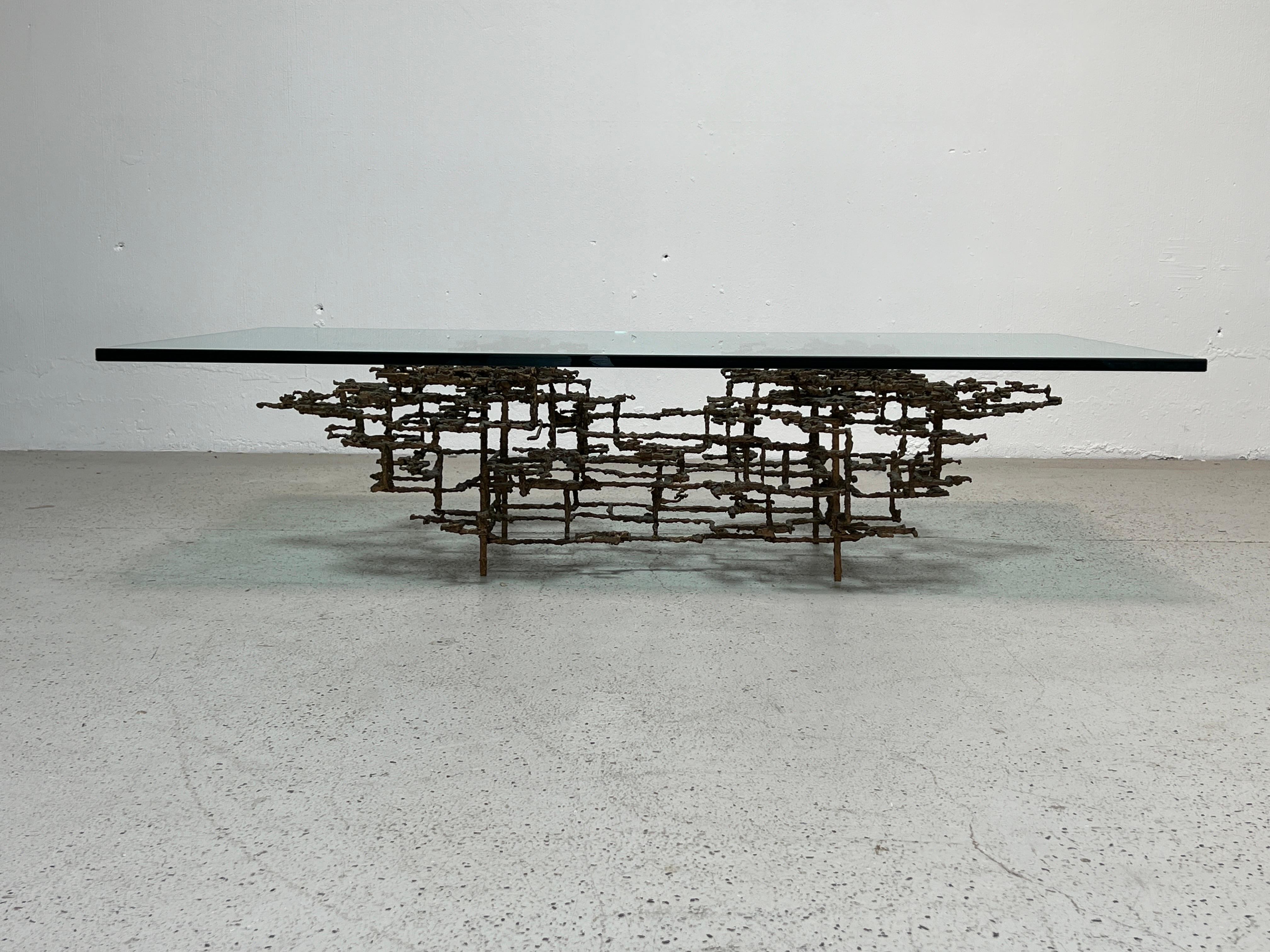 Sculpted Bronze Coffee Table by Daniel Gluck For Sale 1