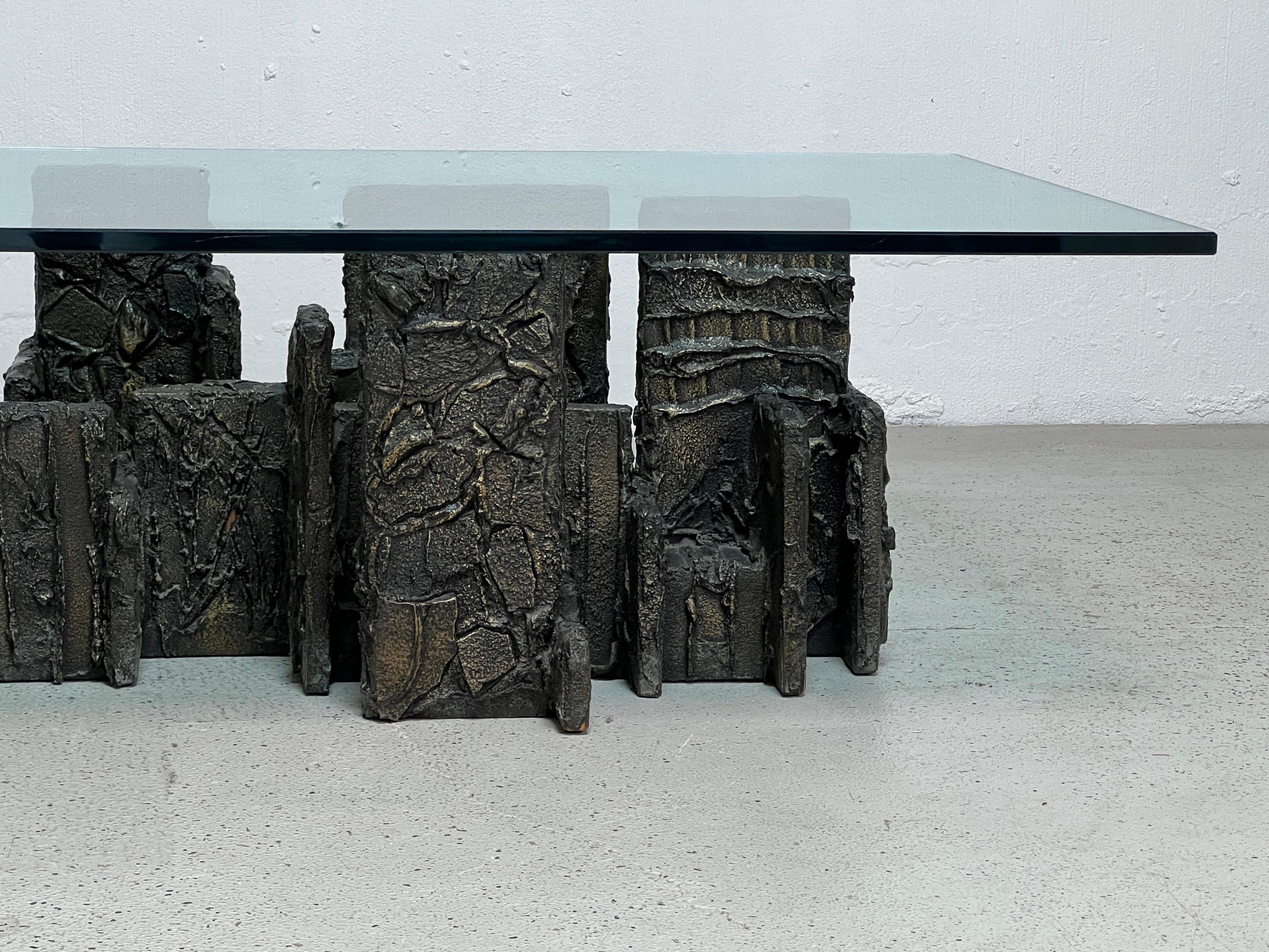 Sculpted Bronze Coffee Table by Paul Evans In Good Condition For Sale In Dallas, TX