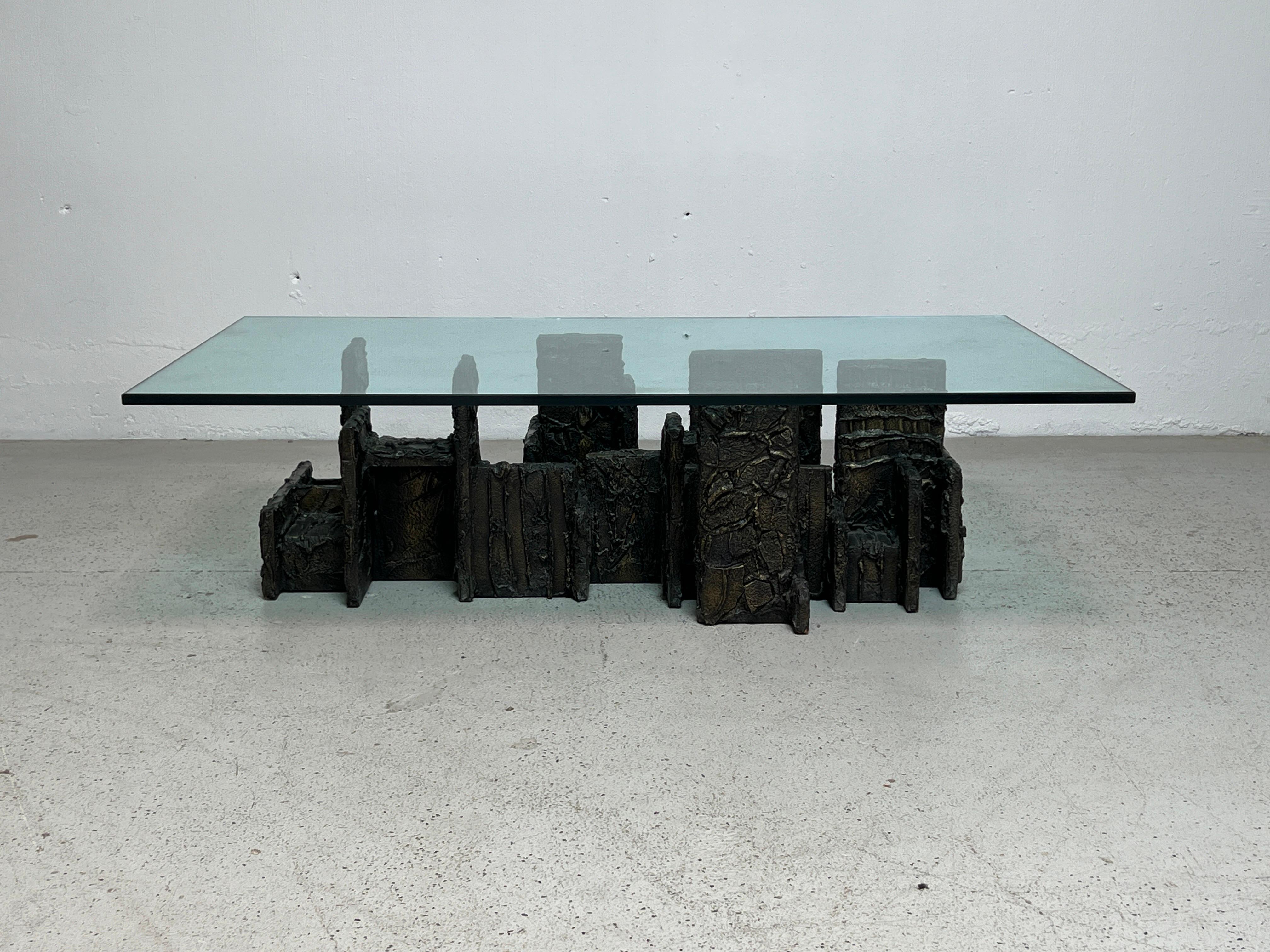 Late 20th Century Sculpted Bronze Coffee Table by Paul Evans For Sale