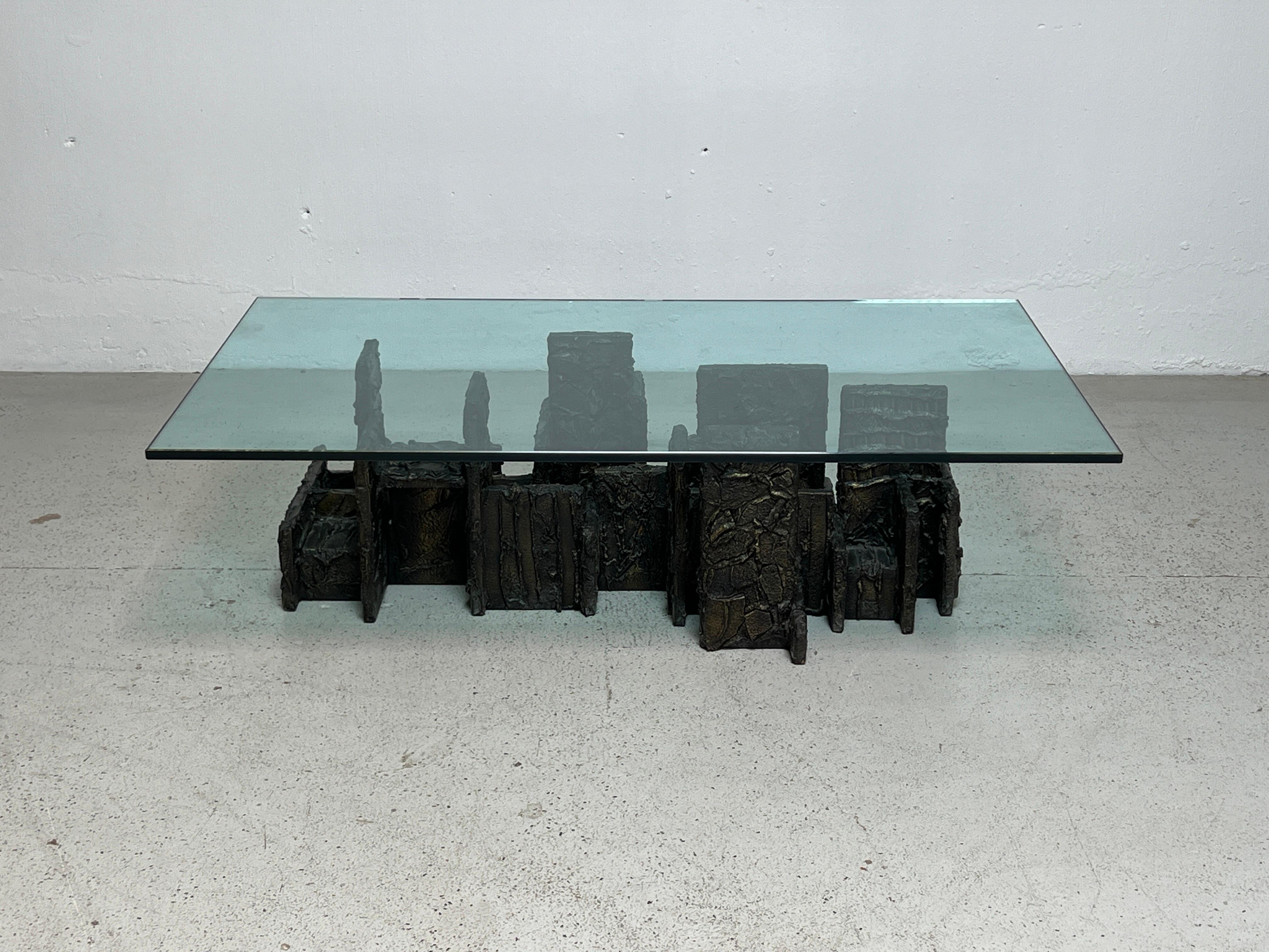 Sculpted Bronze Coffee Table by Paul Evans For Sale 2