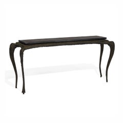 Sculpted Bronze Console Table and Cabinet by Paul Evans