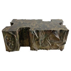 Sculpted Bronze "Excursion" Coffee Table by Philip and Kelvin LaVerne, NYC 1969