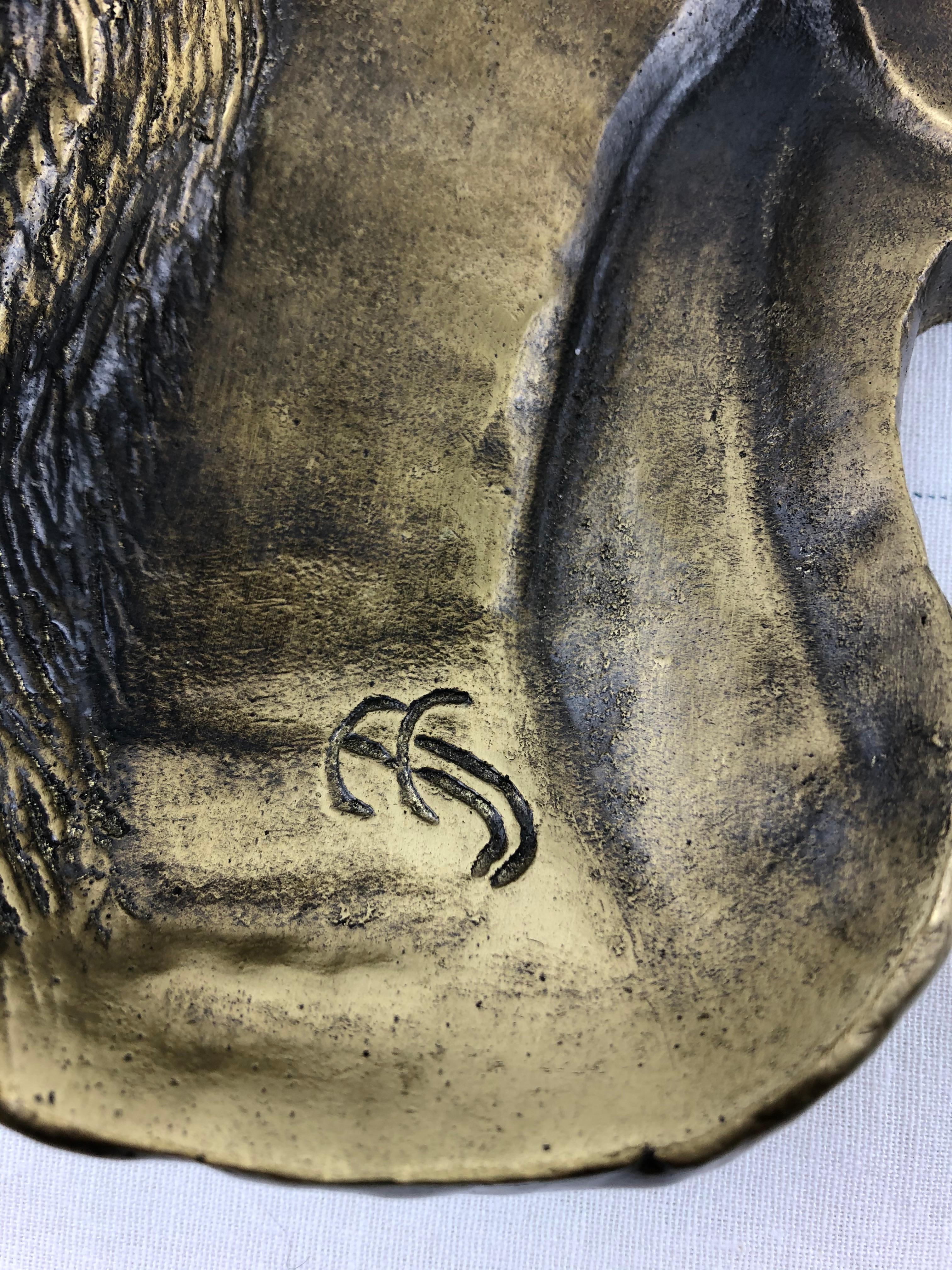 Sculpted Bronze Horse Head Key Holder or Vide Poche, Signed For Sale 3