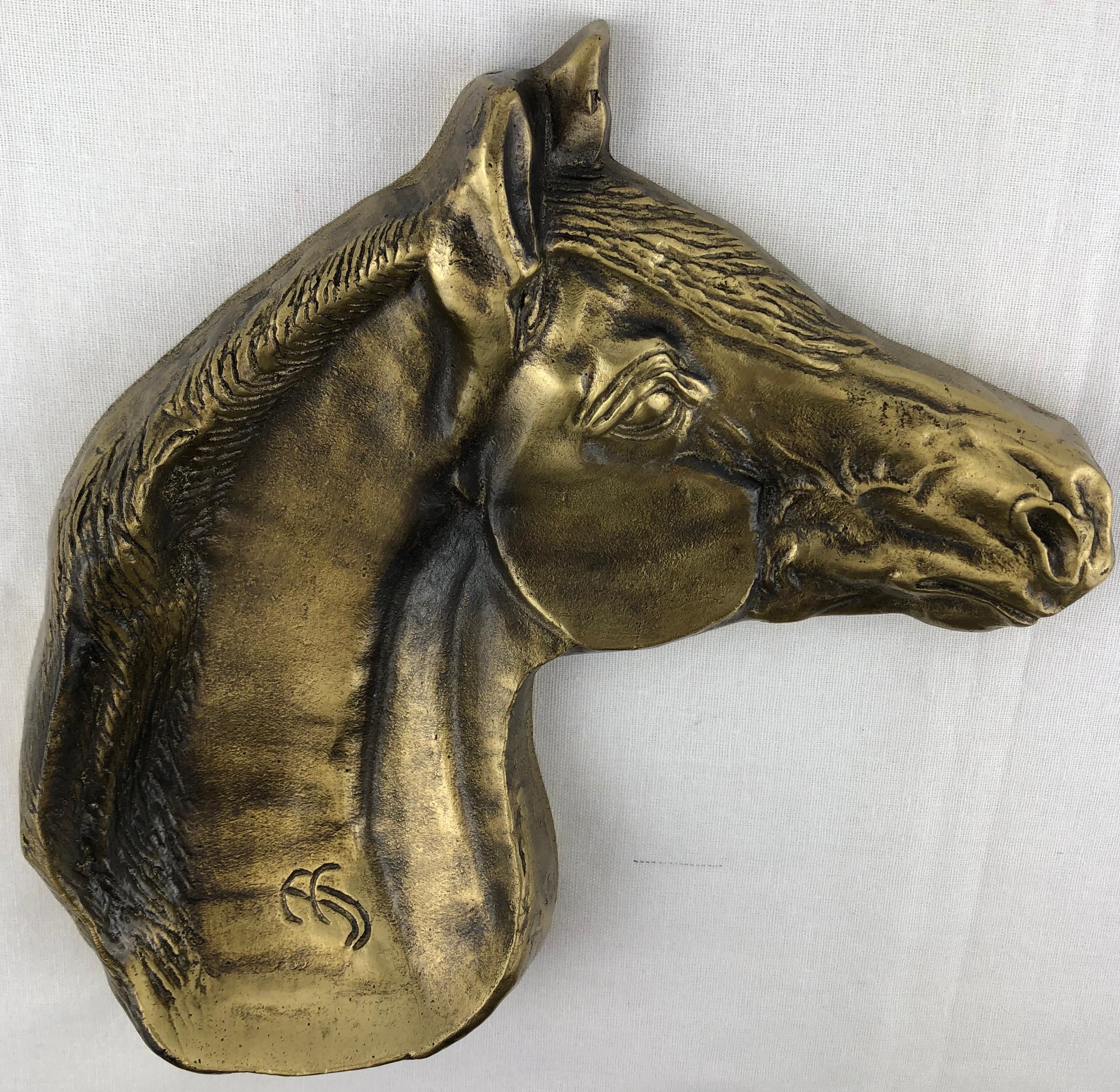 Sculpted Bronze Horse Head Key Holder or Vide Poche, Signed In Good Condition For Sale In Miami, FL