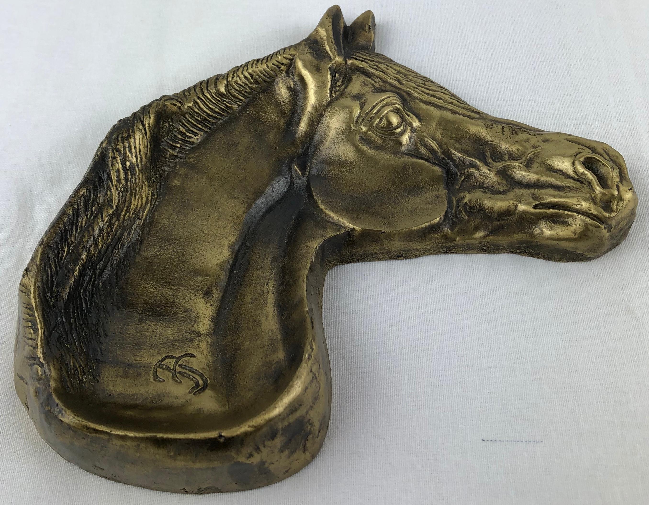 Sculpted Bronze Horse Head Key Holder or Vide Poche, Signed For Sale 2