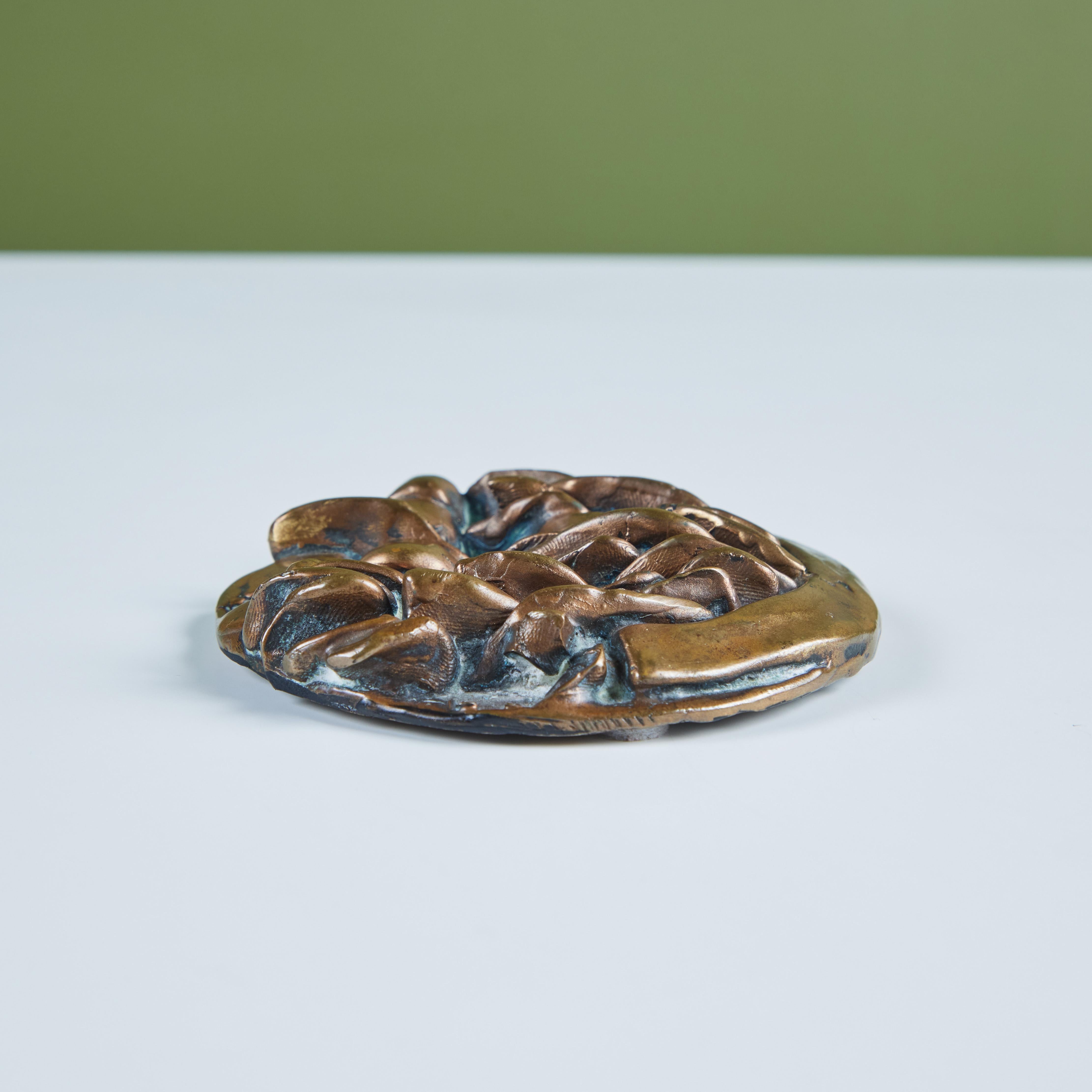 Mid-Century Modern Sculpted Bronze Medallion by Riccardo Cassini For Sale