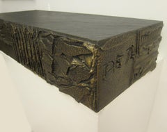 Sculpted Bronze Mirror and Wall Mounted Console by Paul Evans