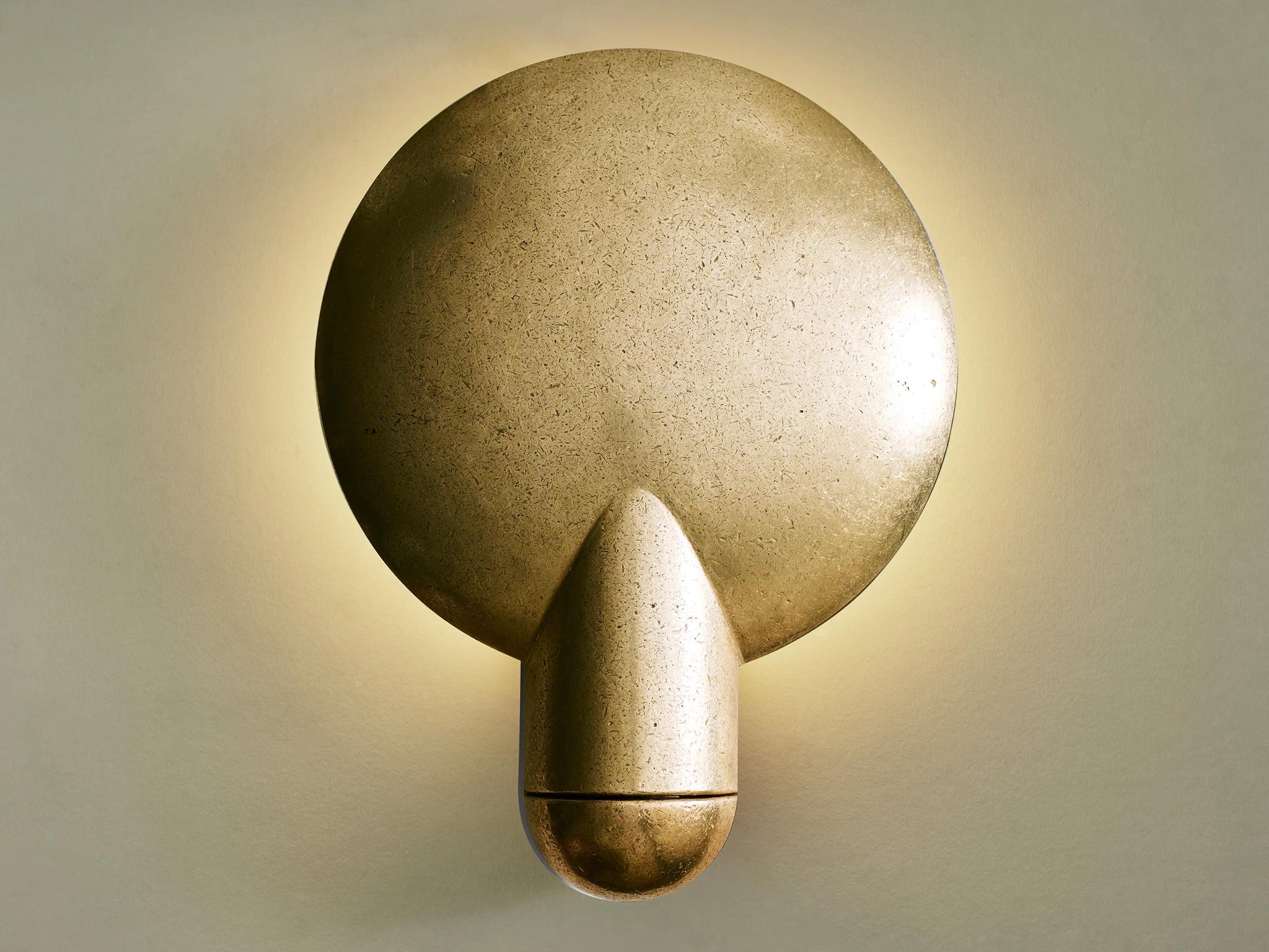 Modern Sculpted Bronze Sconce Light by Henry Wilson