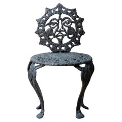 Retro Sculpted Bronze Sun Face Chair