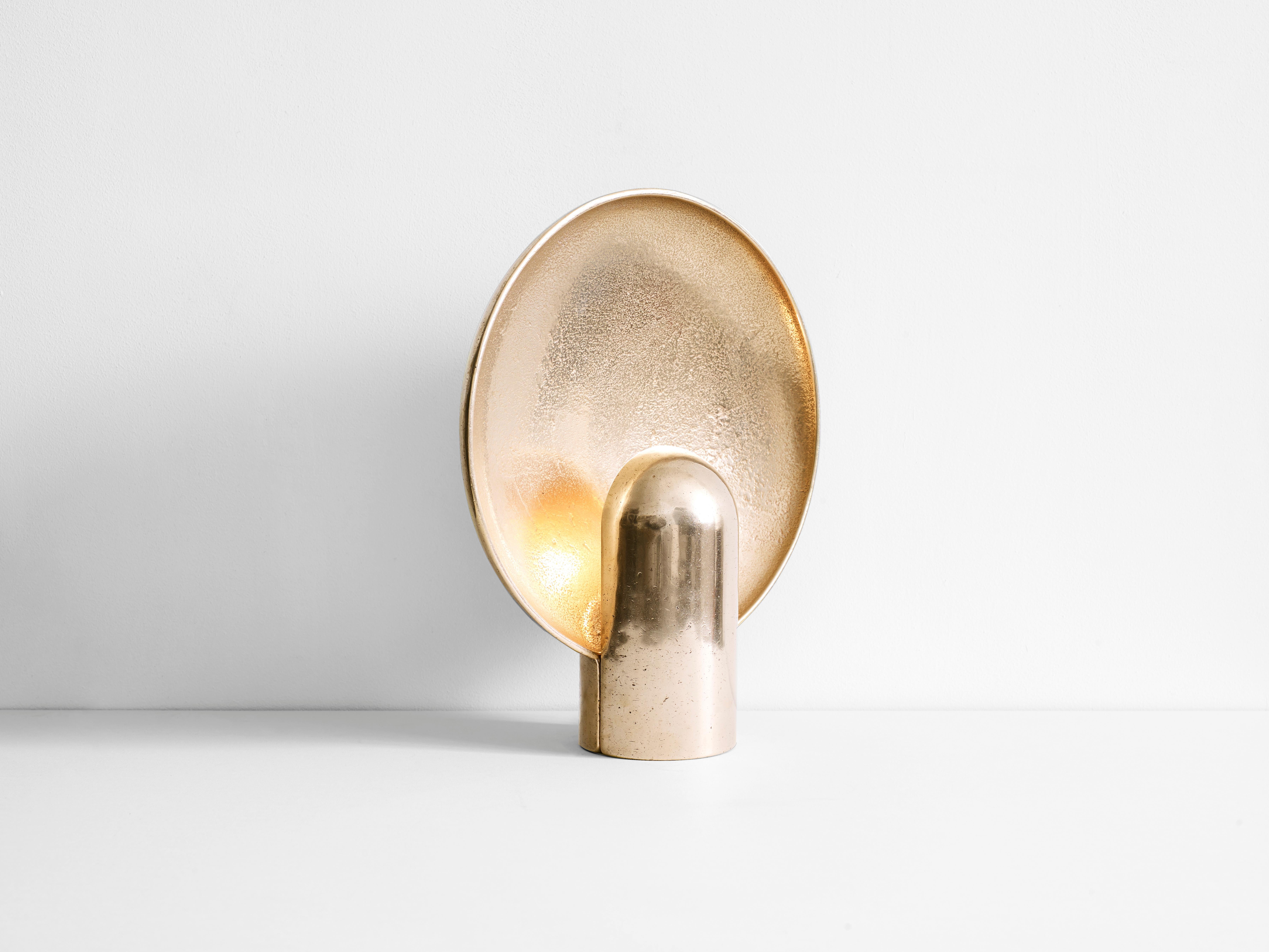 Modern Sculpted Bronze Table Lamp by Henry Wilson