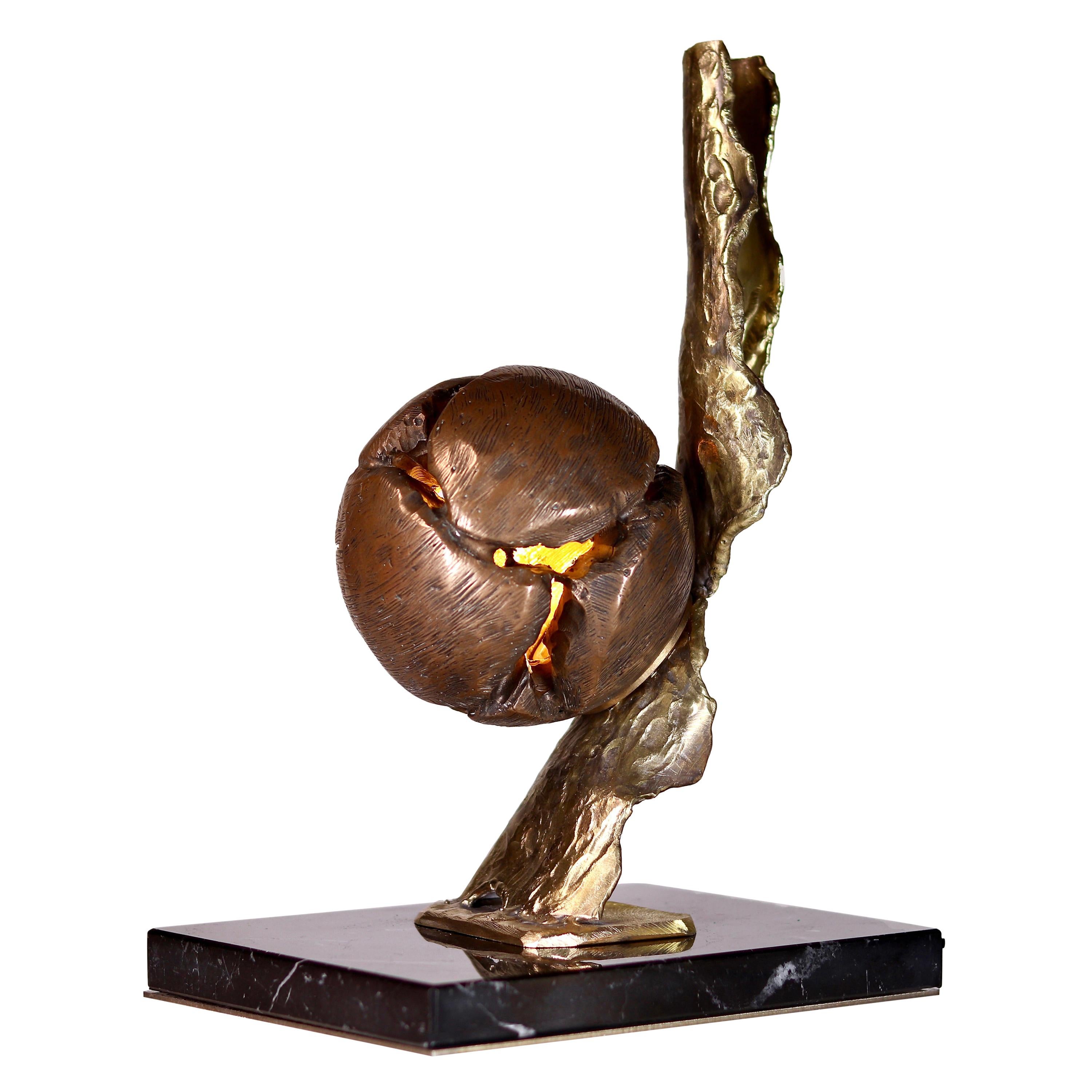 Sculpted Bronze Table Lamp by Samuel Costantini For Sale