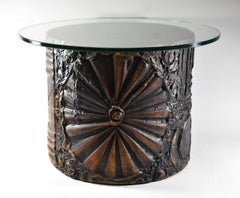 Sculpted Brutalist Circular Drum Side Table Adrian Pearsall