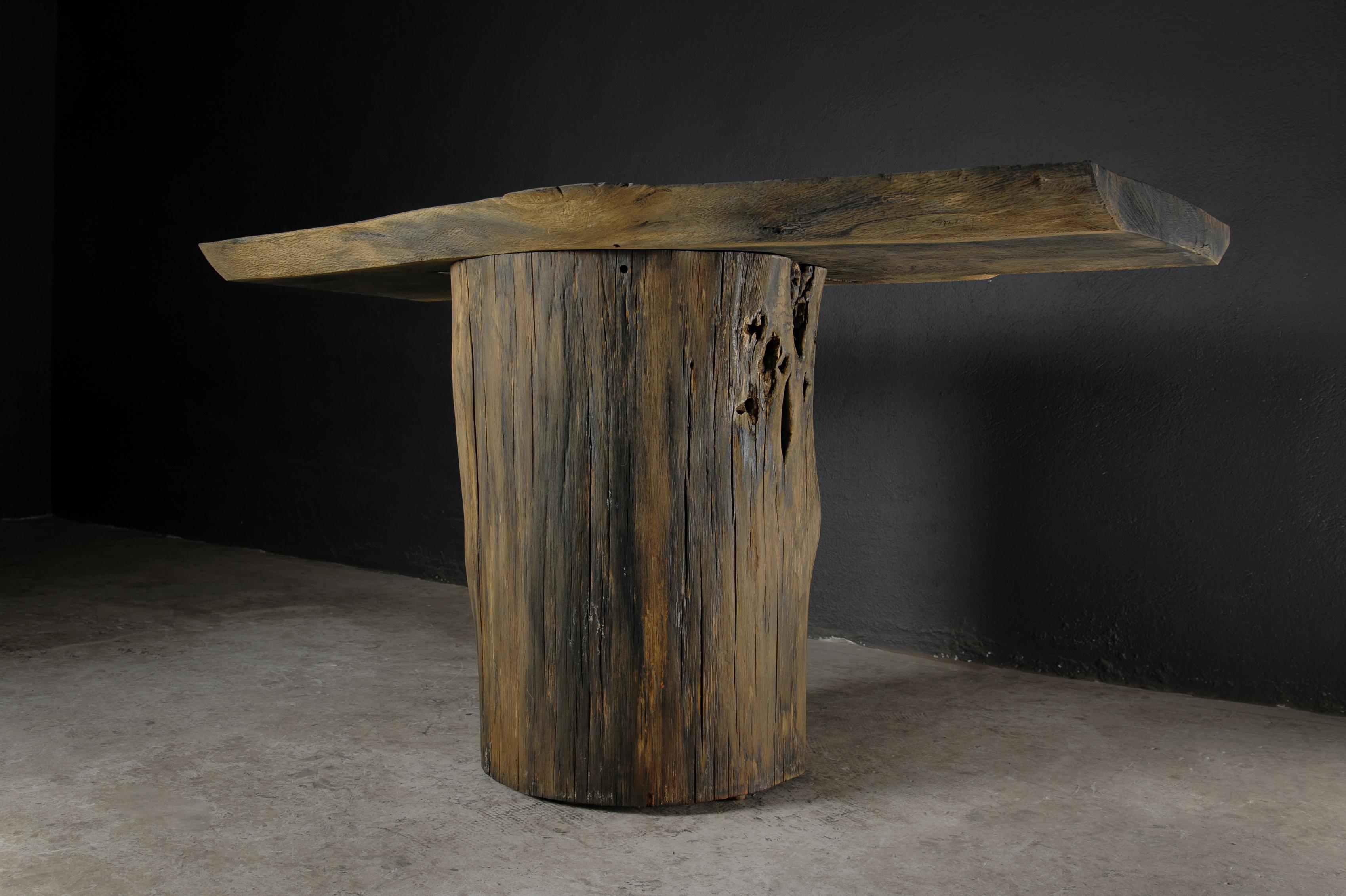 Sculpted Brutalist Console by Denis Milovanov, Solid Oakwood  For Sale 8