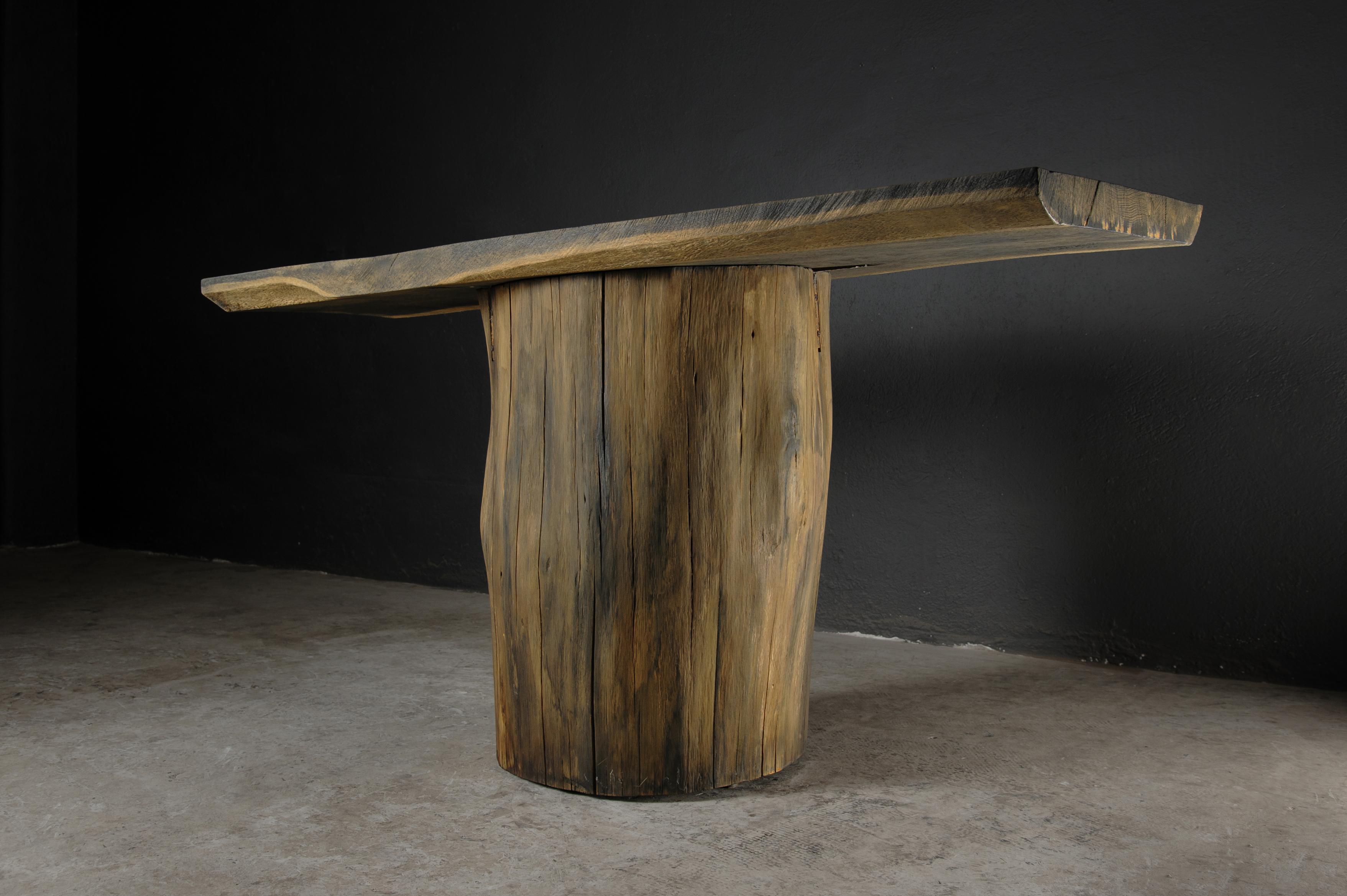 Sculpted Brutalist Console by Denis Milovanov, Solid Oakwood  For Sale 9