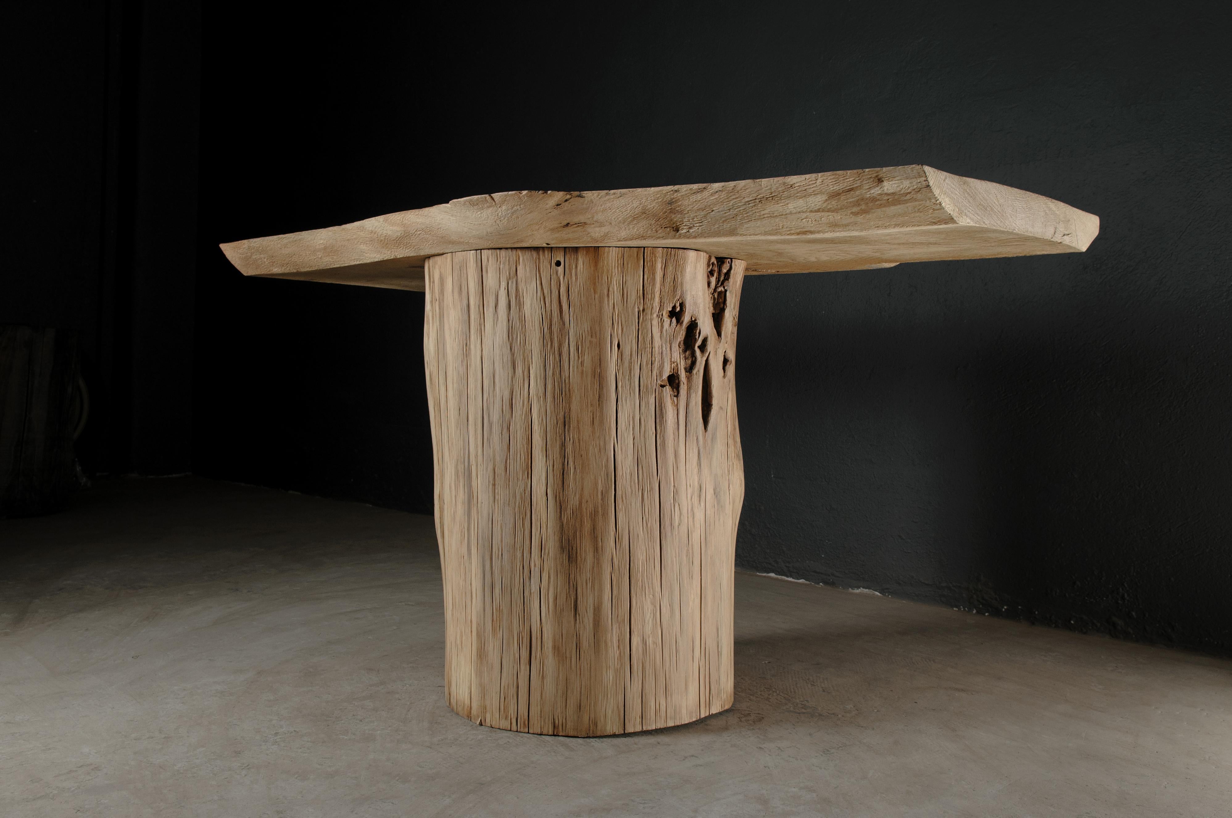 Russian Sculpted Brutalist Console by Denis Milovanov, Solid Oakwood  For Sale