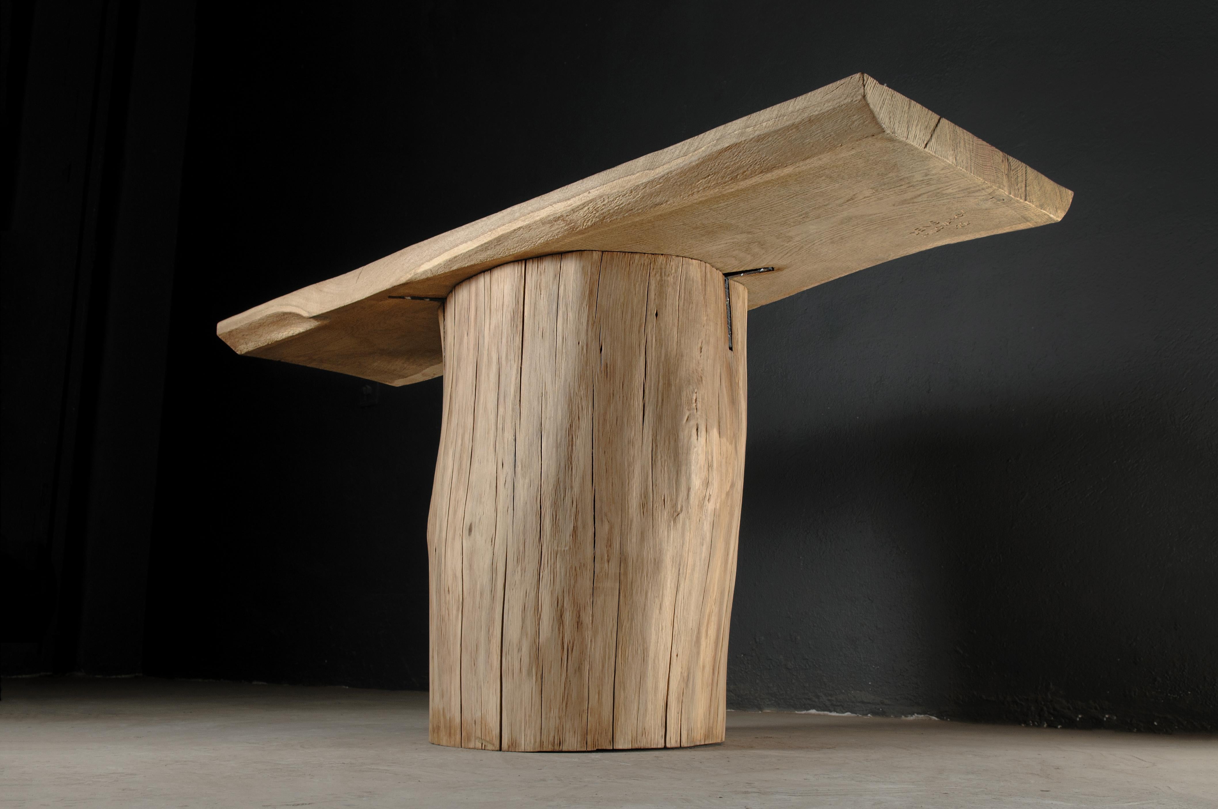 Sculpted Brutalist Console by Denis Milovanov, Solid Oakwood  For Sale 3