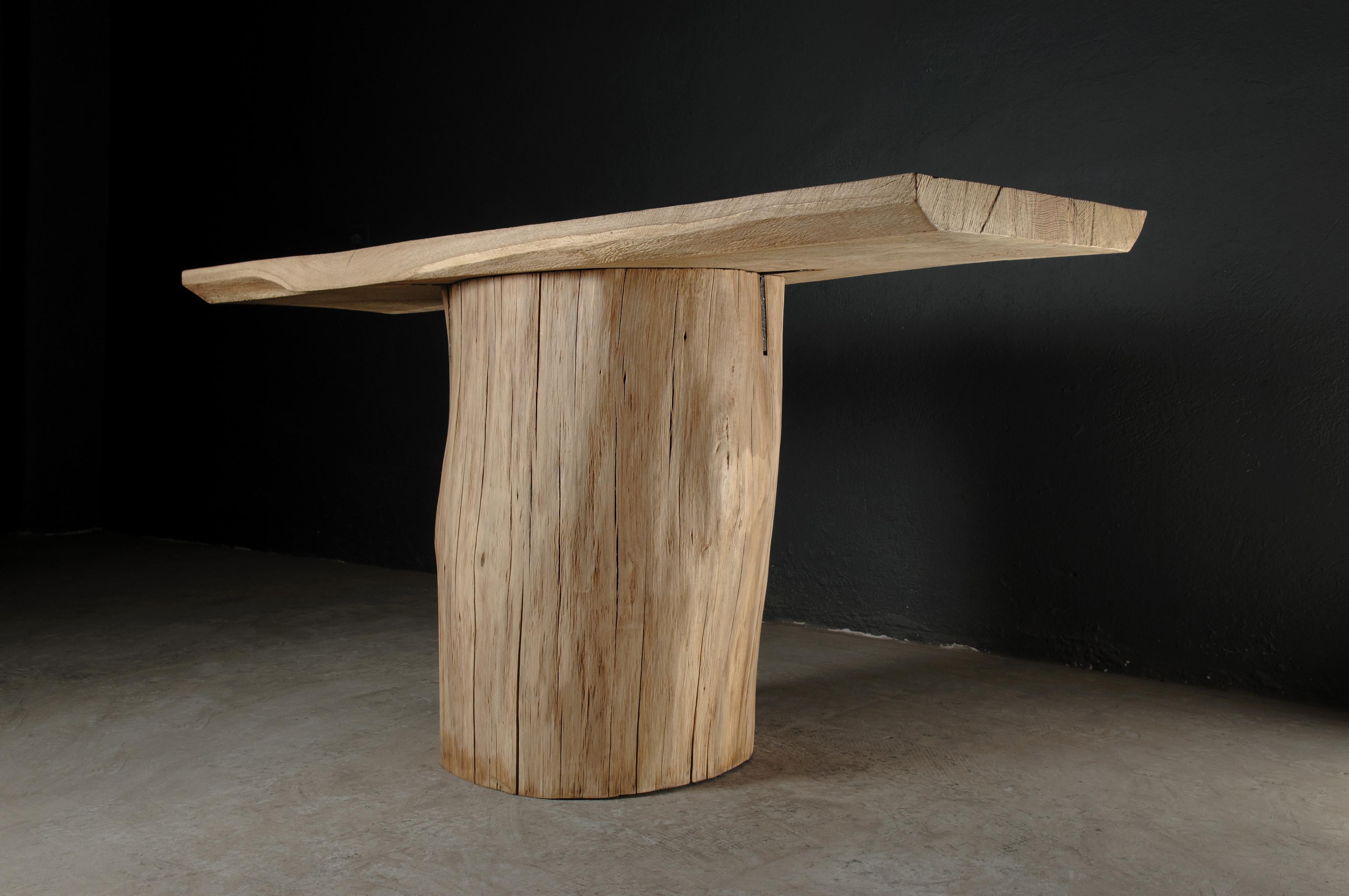 Sculpted Brutalist Console by Denis Milovanov, Solid Oakwood  For Sale 4