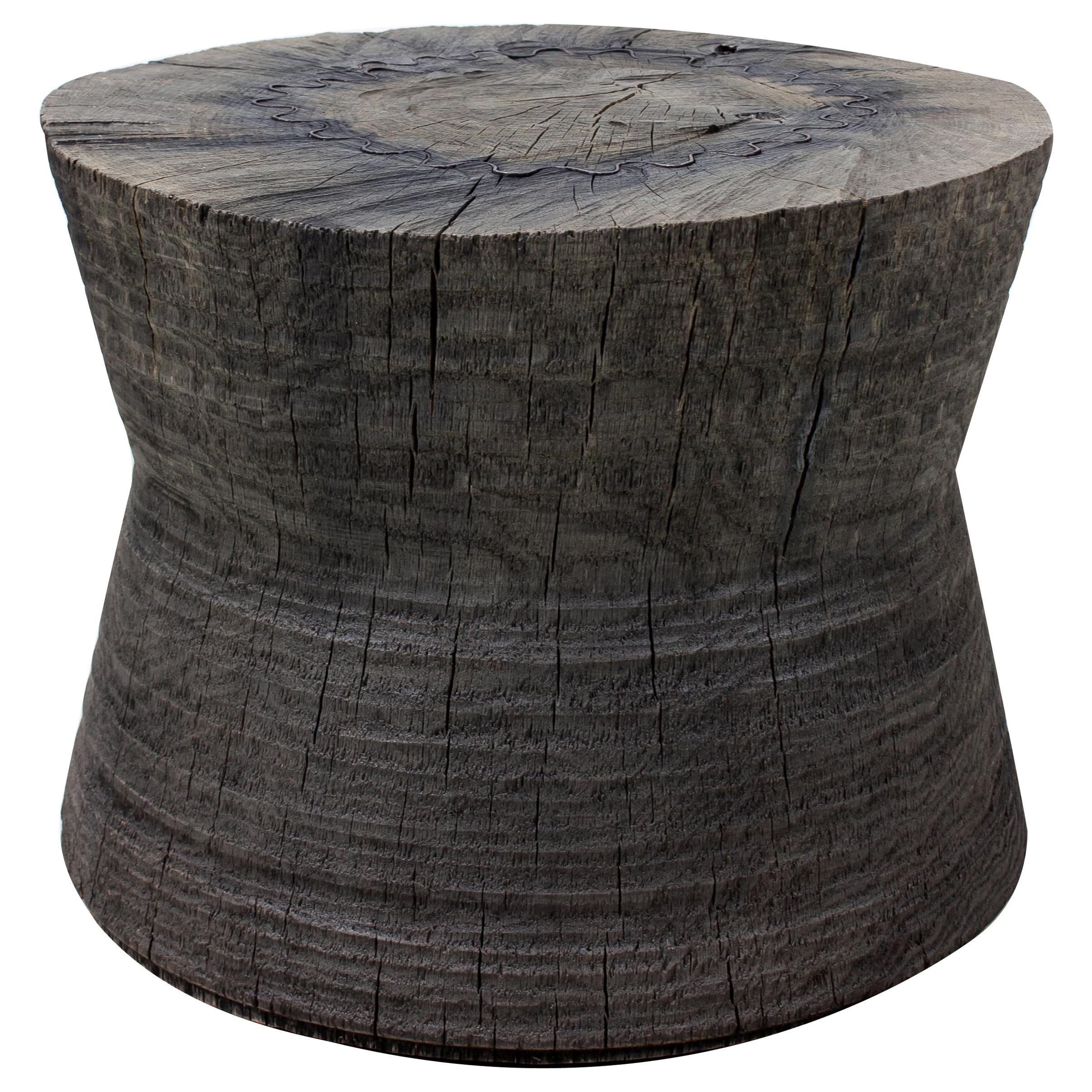 Sculpted Brutalist End Table 'CT-10' 'Solid Oak'