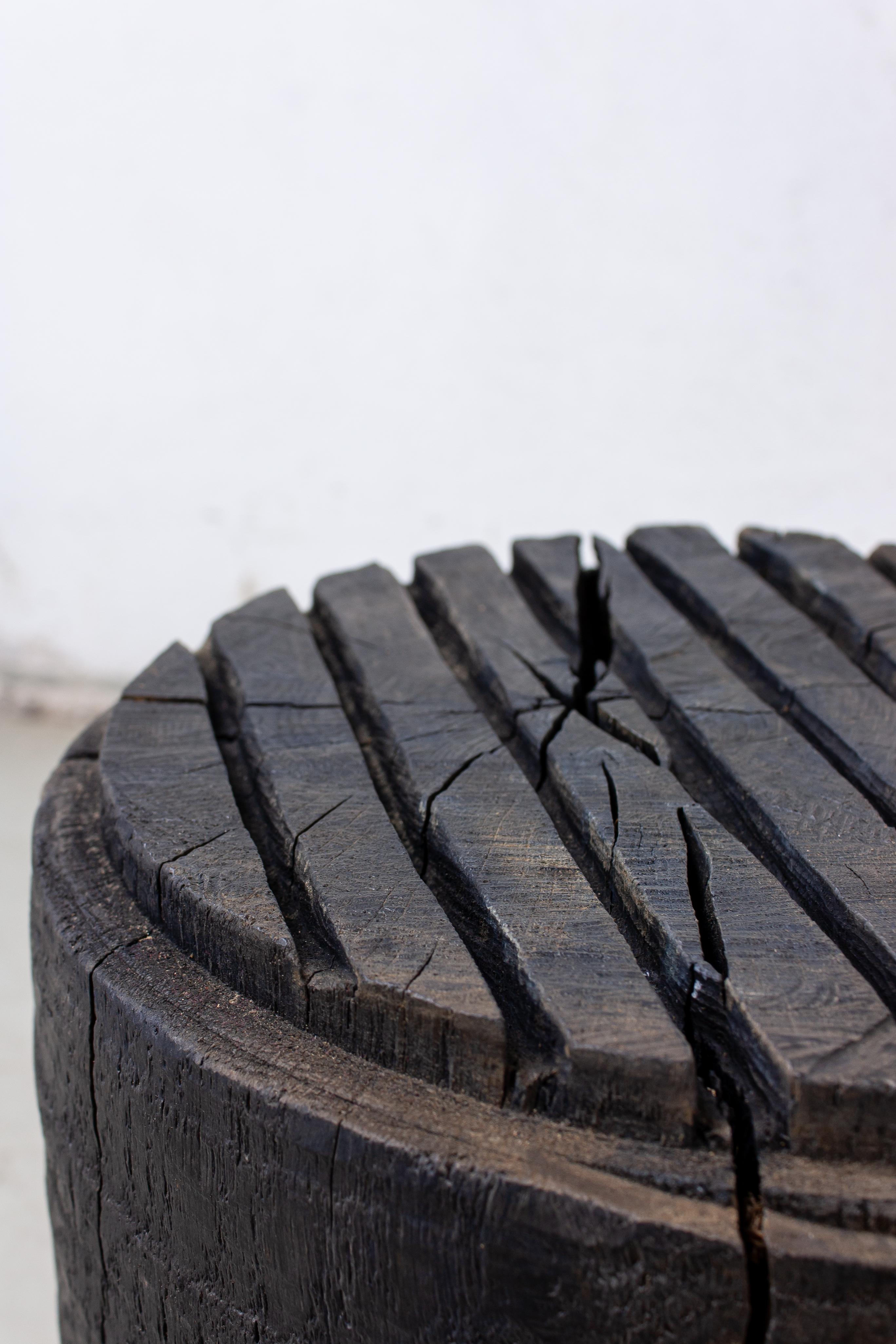 Sculpted Brutalist End Table 'CT-12' 'Solid Oak' In New Condition For Sale In Paris, FR