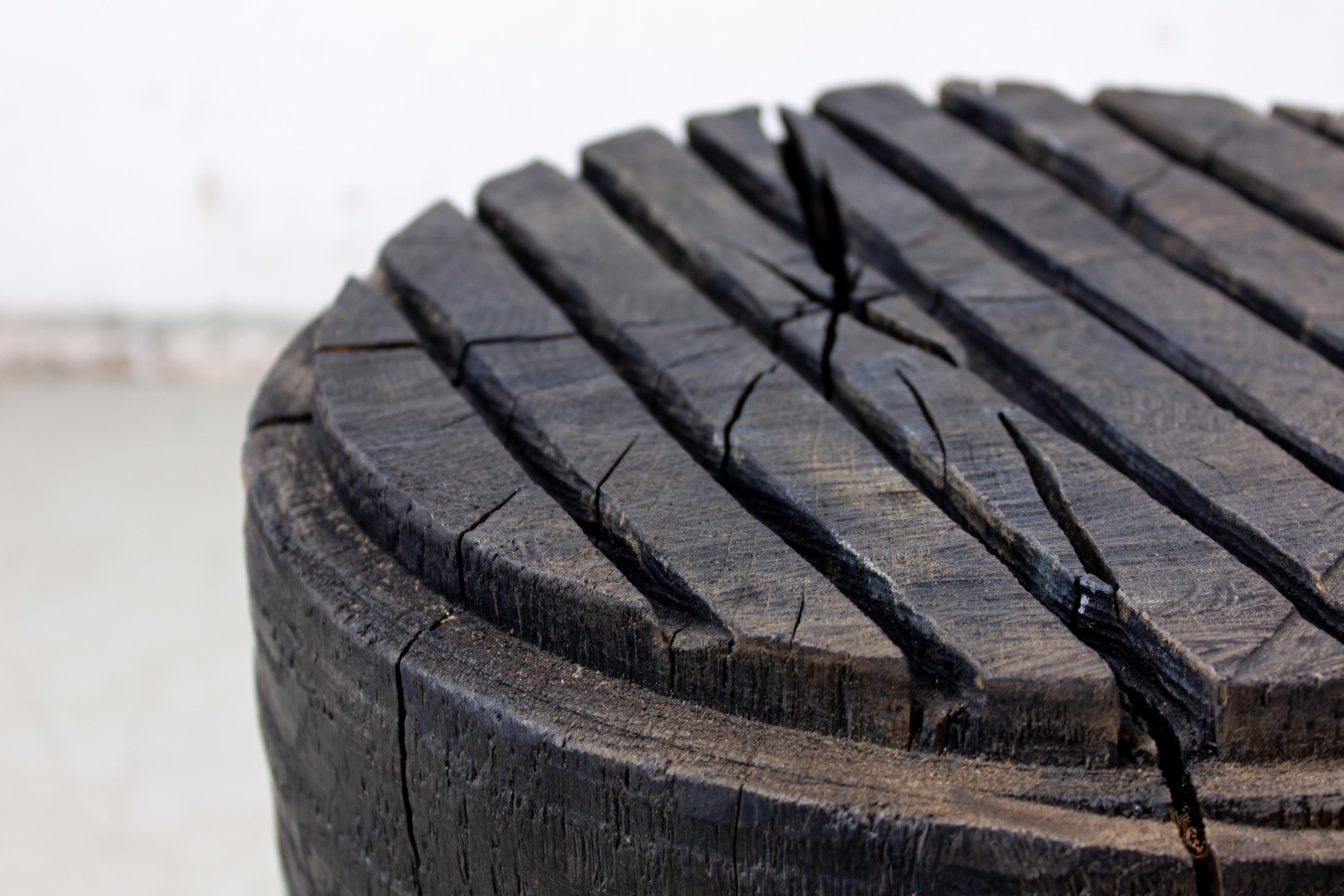 Sculpted Brutalist End Table 'CT-12' 'Solid Oak' For Sale 1