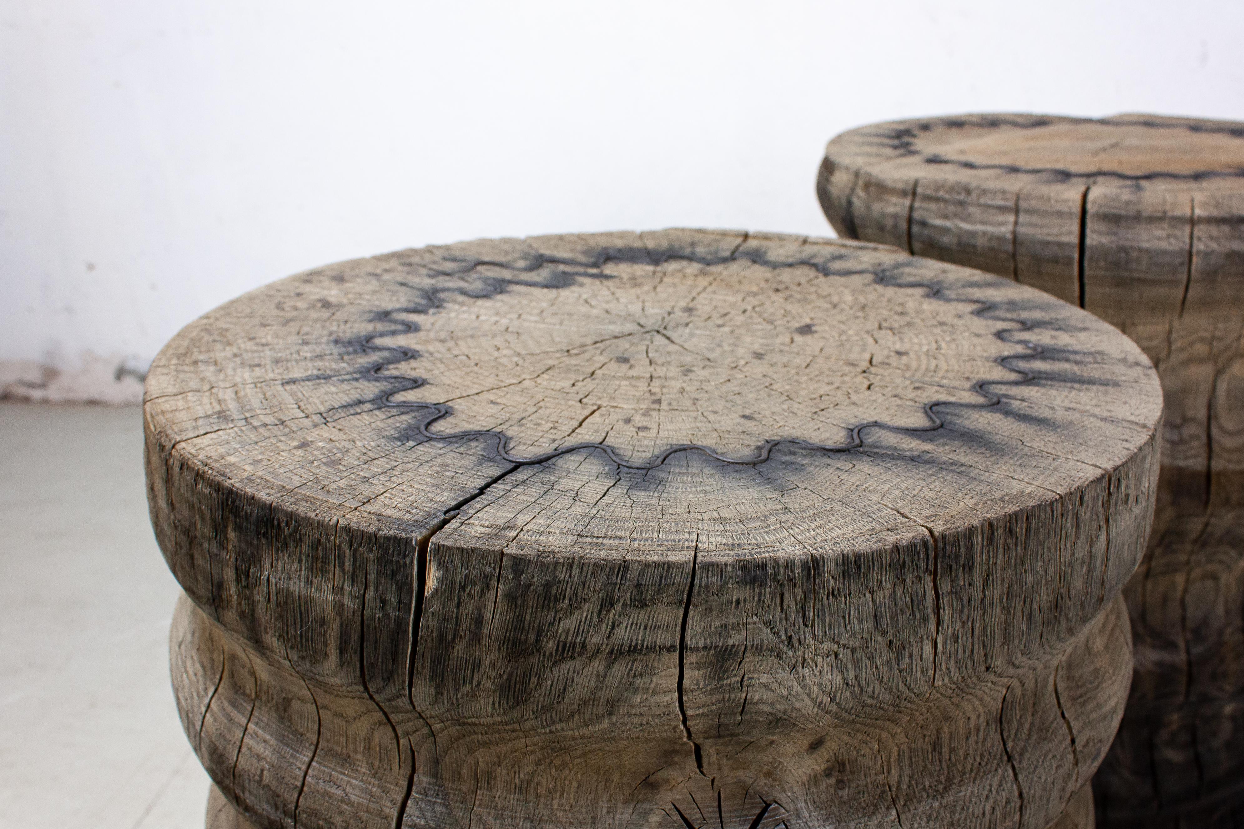 Sculpted Brutalist End Table 'CT-5' 'Solid Oak' For Sale 4