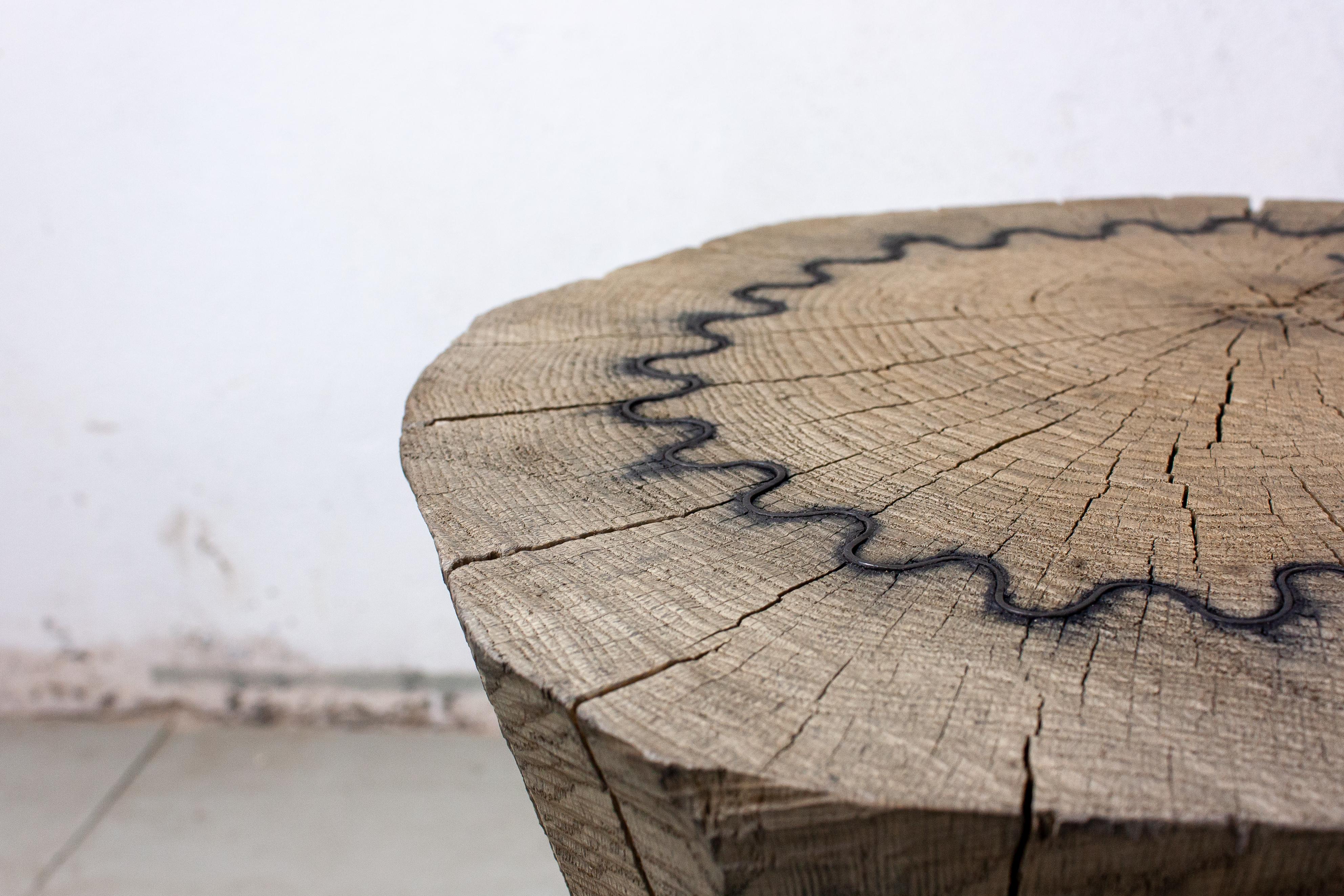 Russian Sculpted Brutalist End Table 'CT-6' 'Solid Oak' For Sale