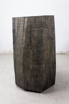 Tavolino da salotto brutalista scolpito 'CT-7' 'Solid Oak'