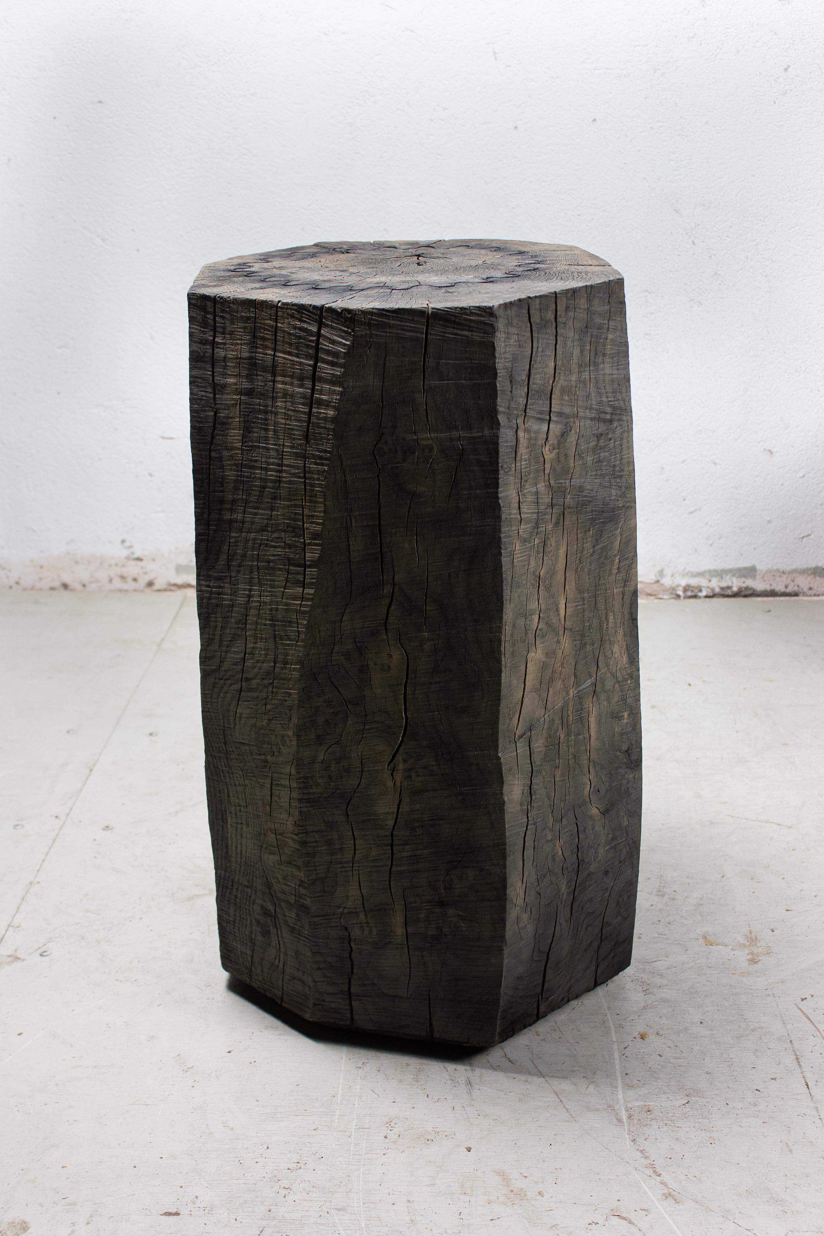 Russian Sculpted Brutalist End Table 'CT-7' 'Solid Oak' For Sale