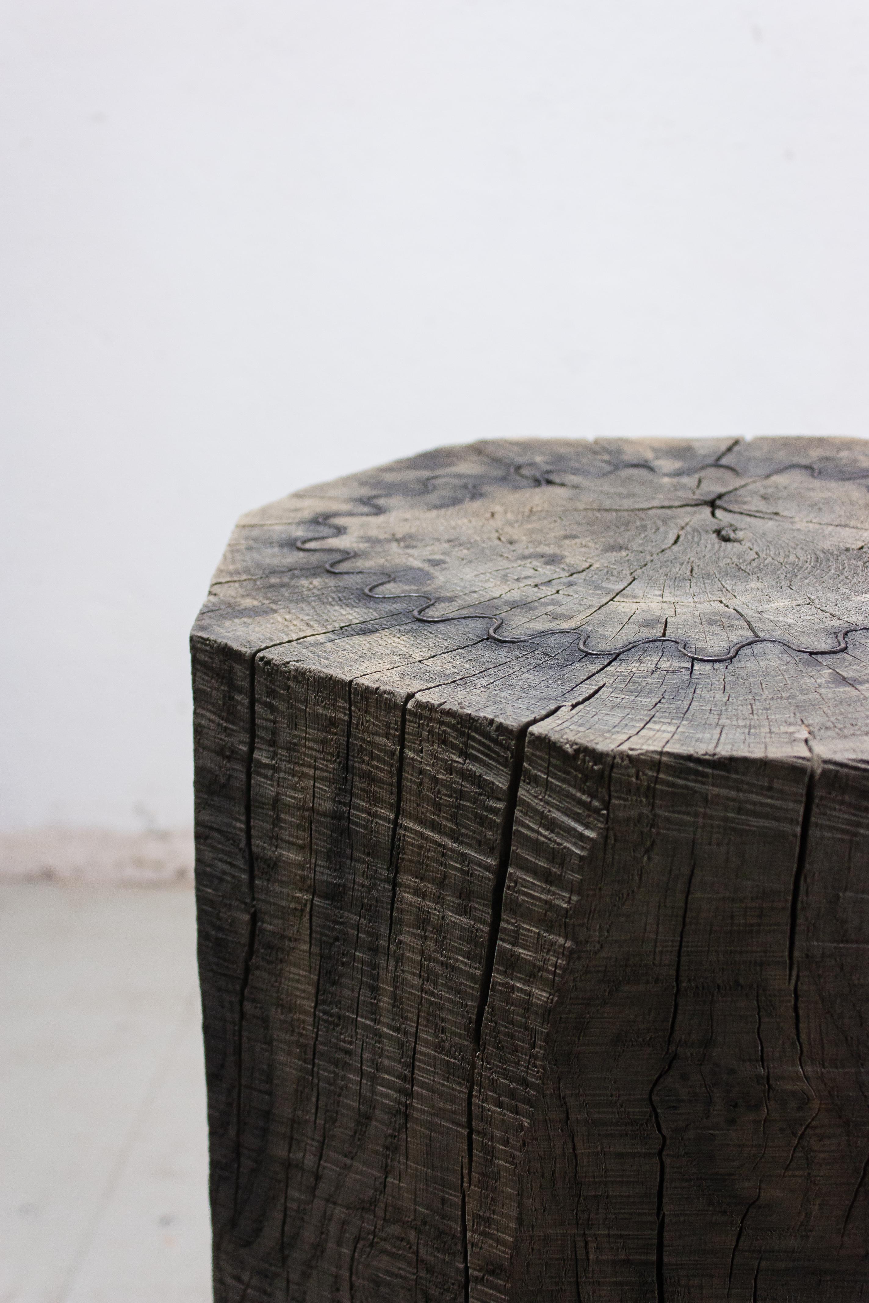 Sculpted Brutalist End Table 'CT-7' 'Solid Oak' In New Condition For Sale In Paris, FR