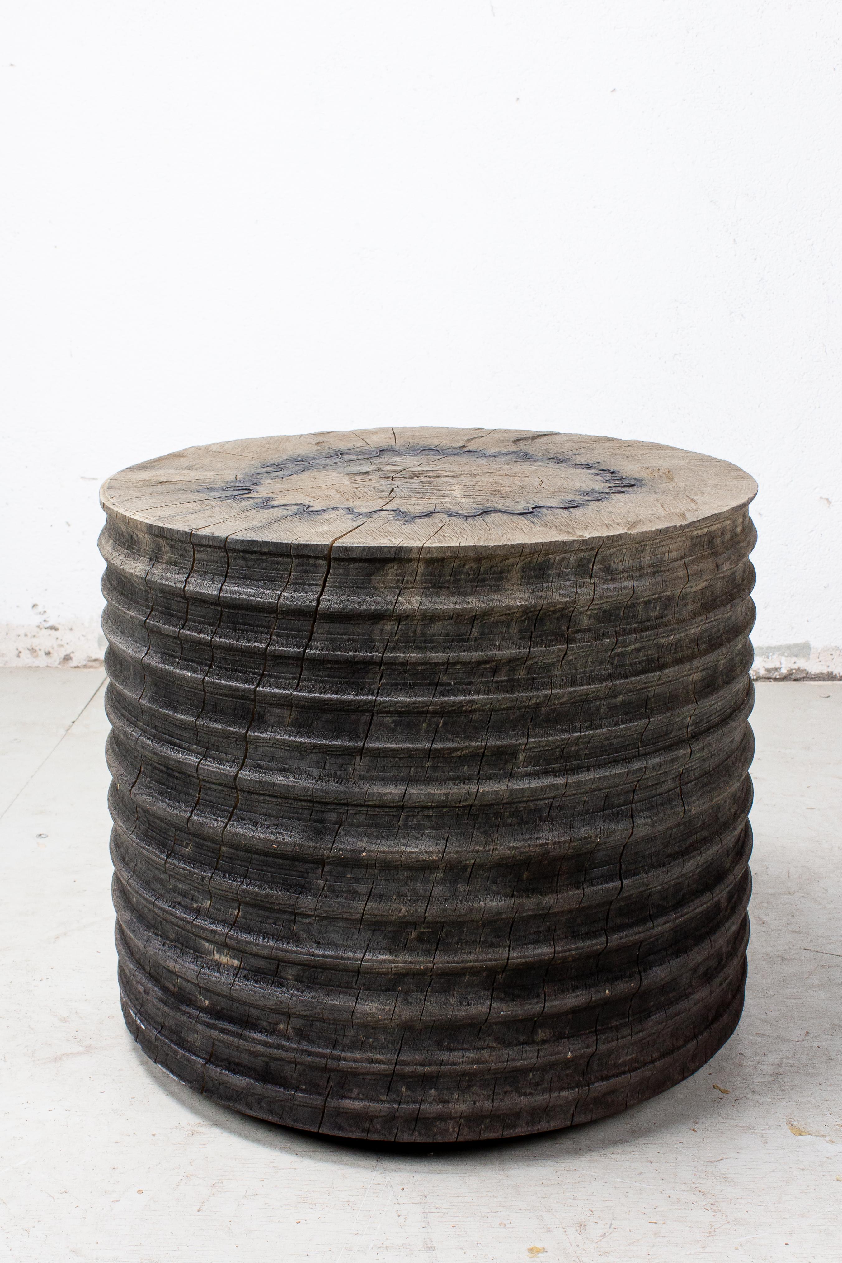Sculpted Brutalist End Table 'CT-8' 'Solid Oak' In New Condition For Sale In Paris, FR
