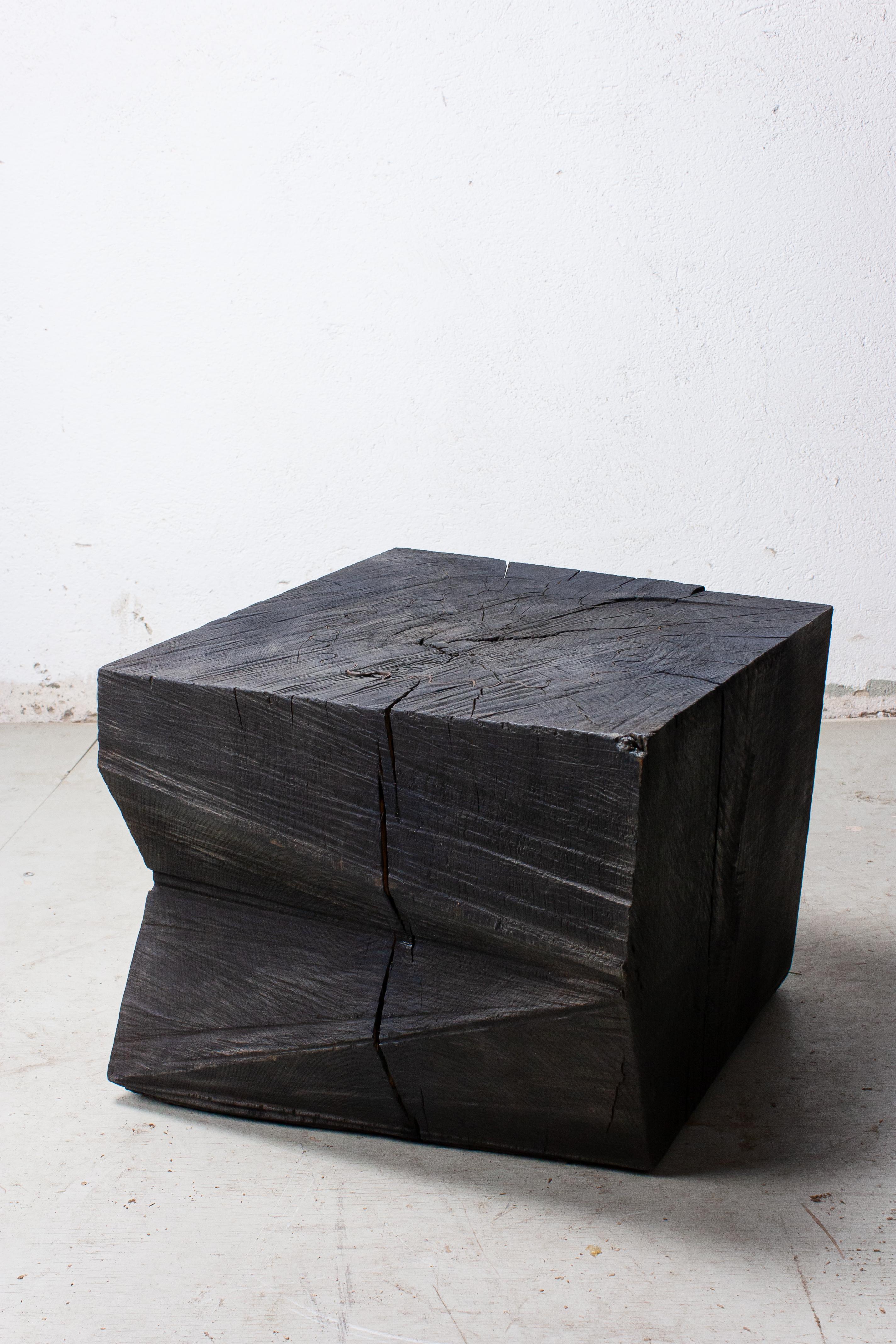 Russian Sculpted Brutalist End Table 'CT-9' 'Solid Oak' For Sale