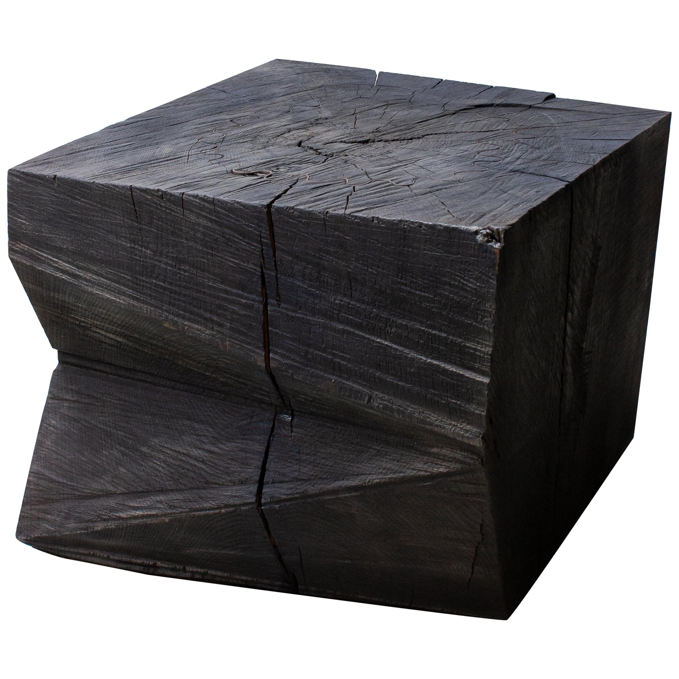 Sculpted Brutalist End Table 'CT-9' 'Solid Oak' For Sale