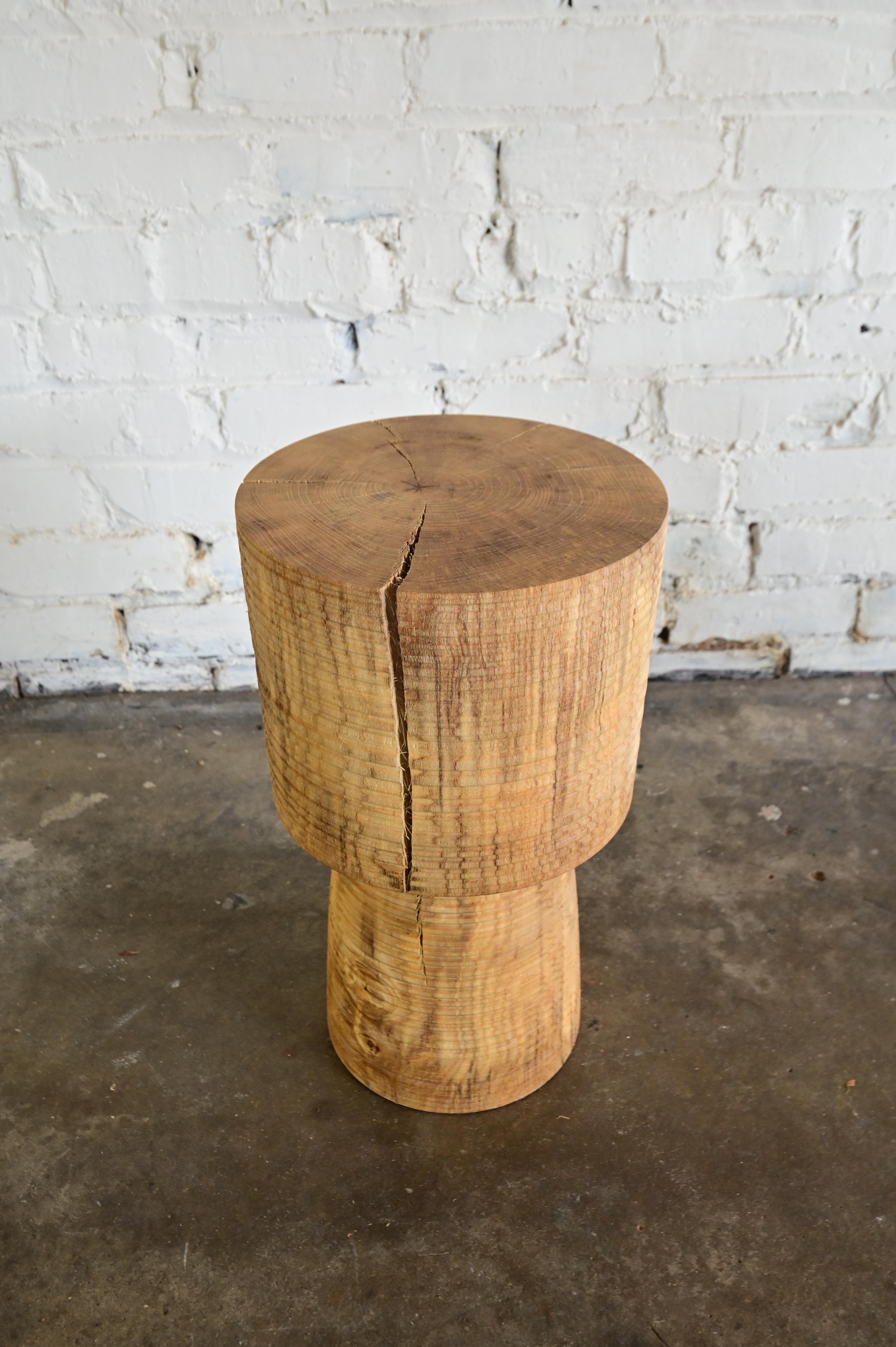 Sculpted Brutalist Wooden End Table For Sale 4