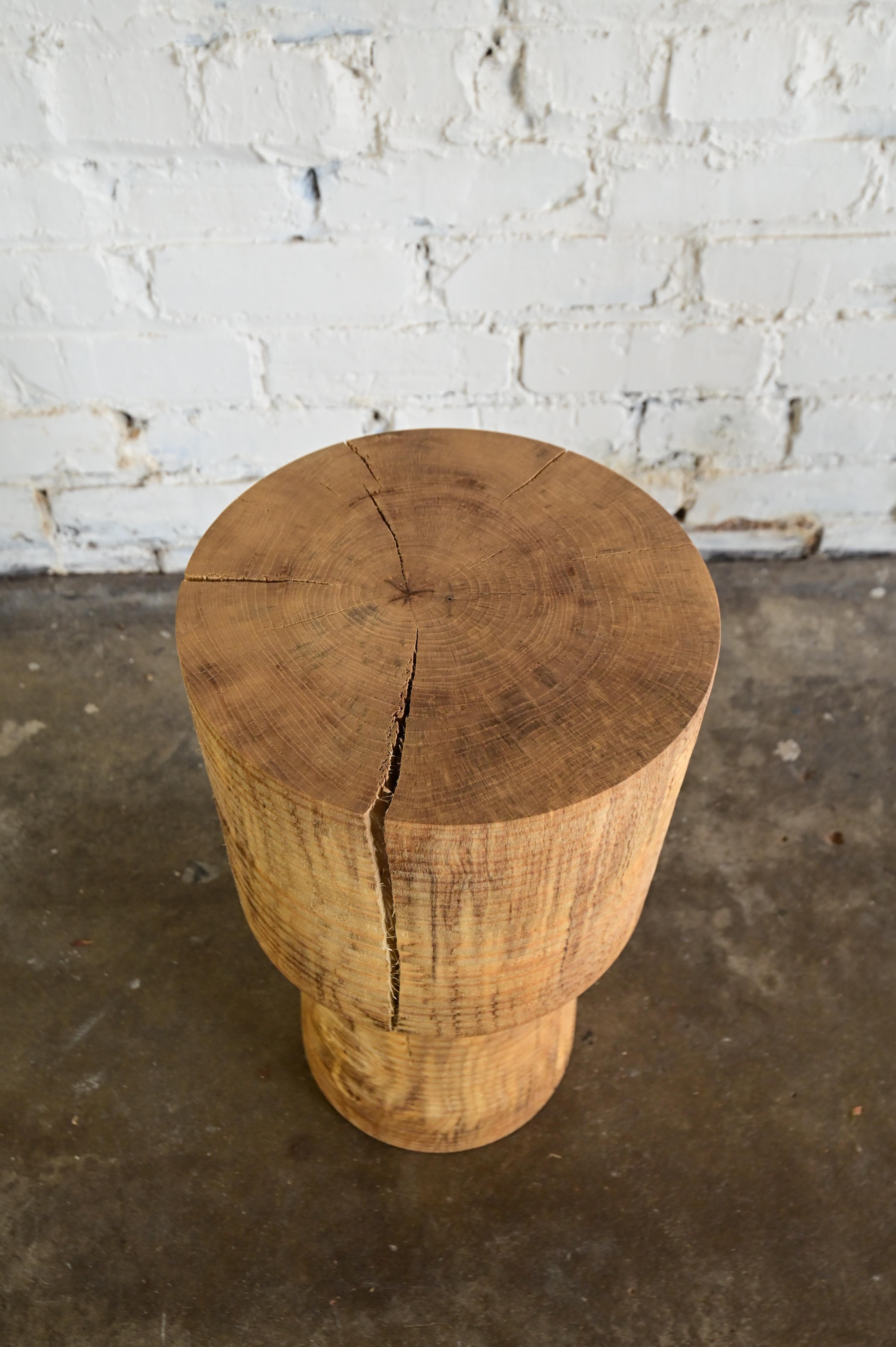 Sculpted Brutalist Wooden End Table For Sale 3