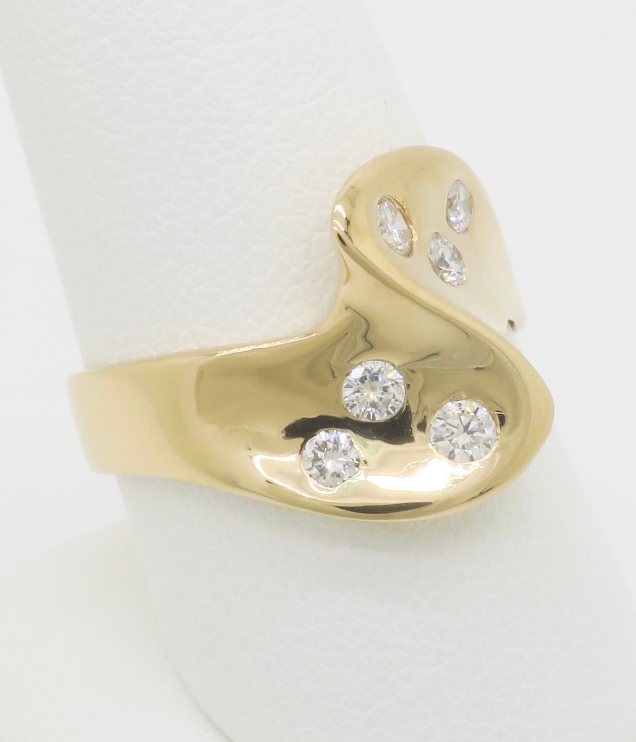 Geformter Bypass-Diamant-Cocktailring. im Angebot 1