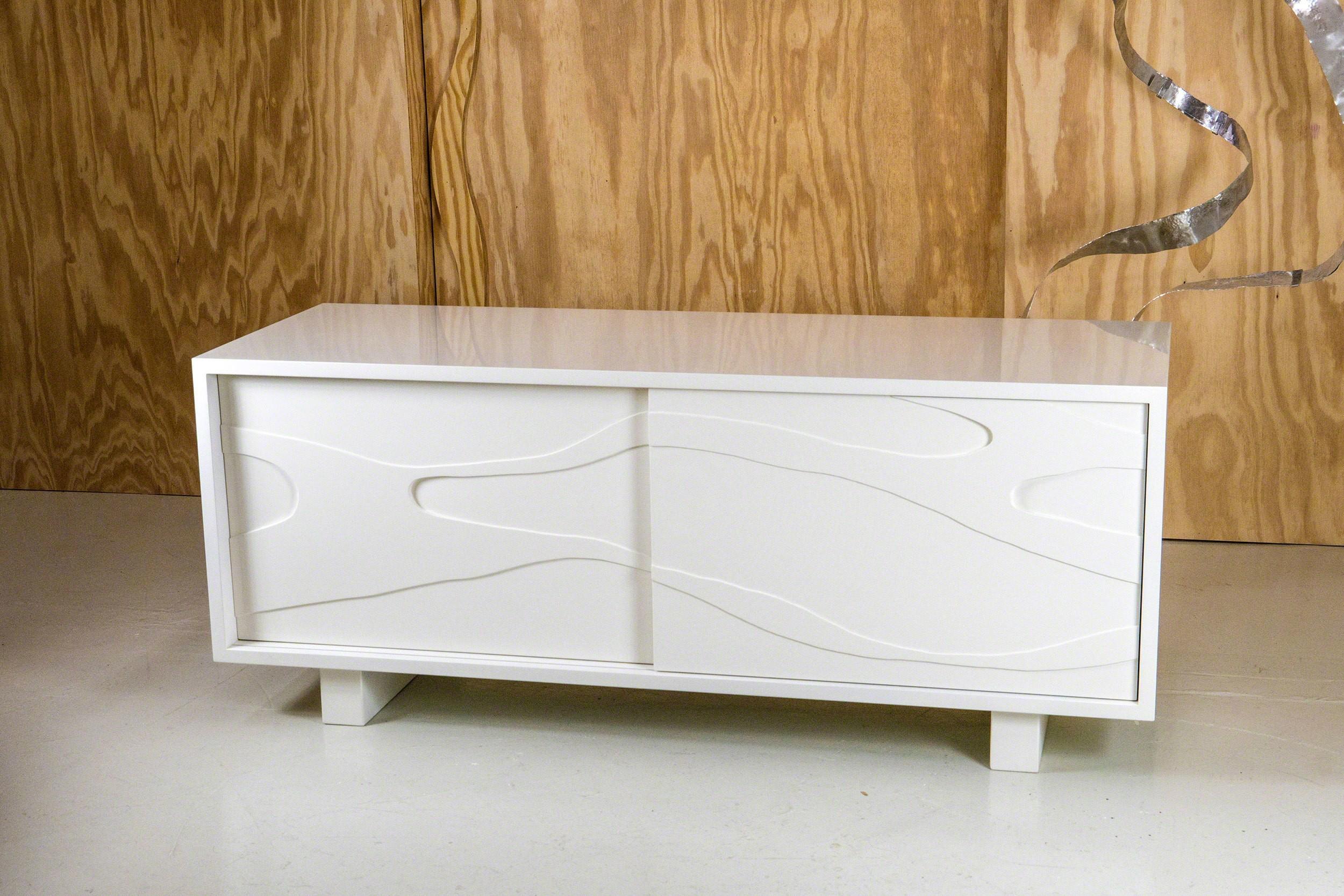 Lacquered Sculpted Cabinet Credenza by Jacques Jarrige For Sale