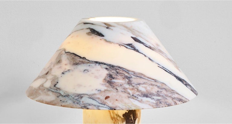 Modern Sculpted Calacatta Marble Lamp by Henry Wilson For Sale