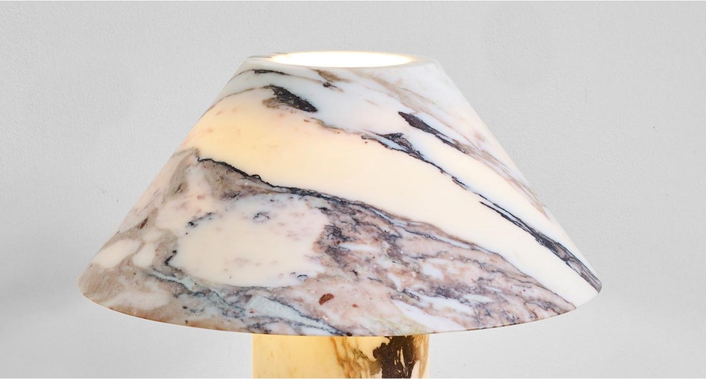 Modern Sculpted Calacatta Marble Lamp by Henry Wilson