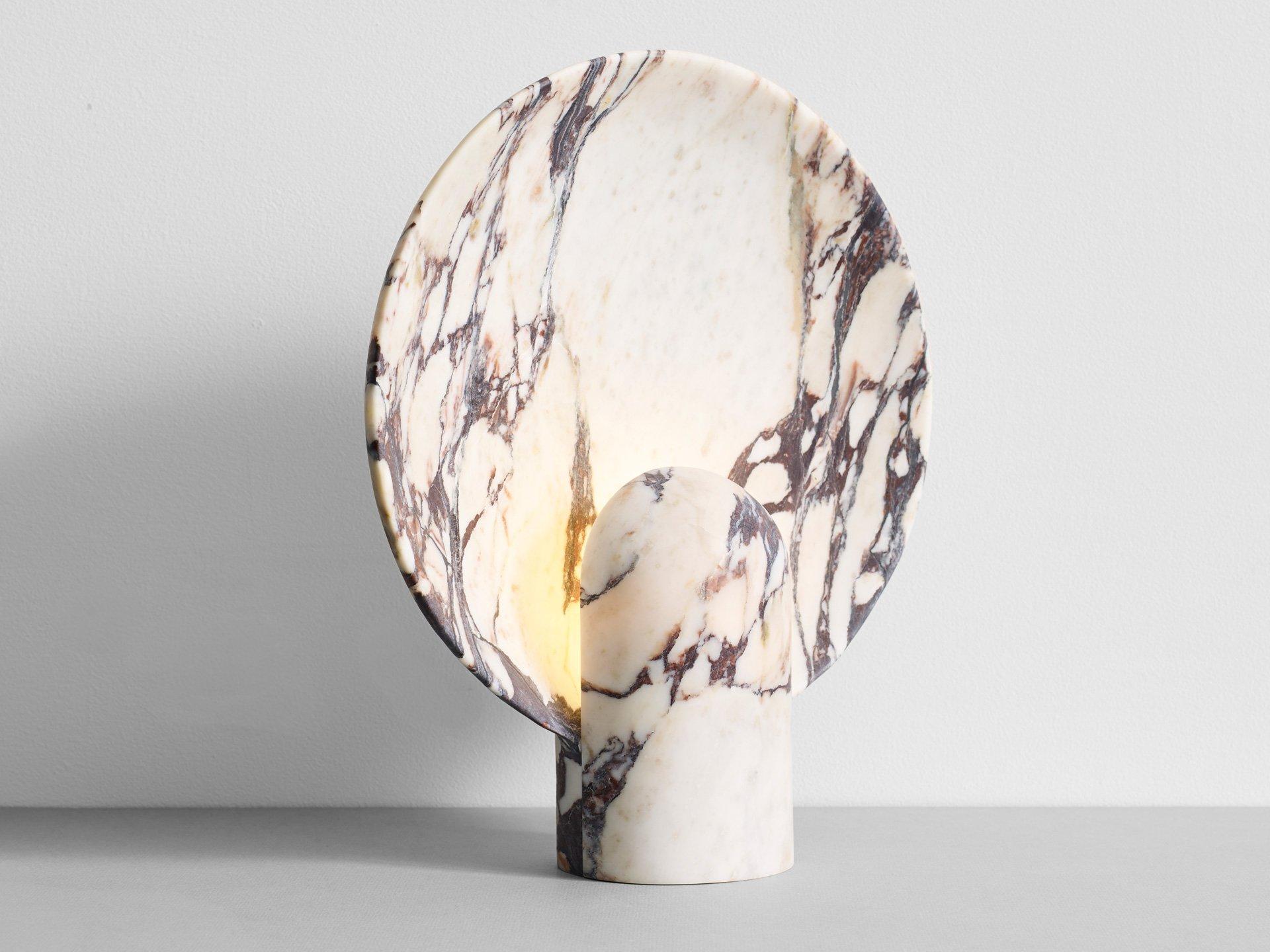 Modern Sculpted Calacatta Viola Marble Lamp by Henry Wilson