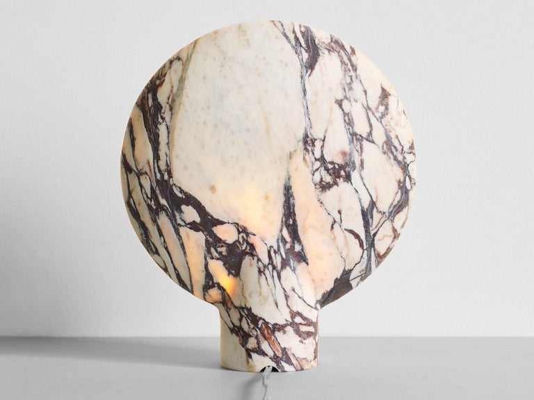 Australian Sculpted Calacatta Viola Marble Lamp by Henry Wilson