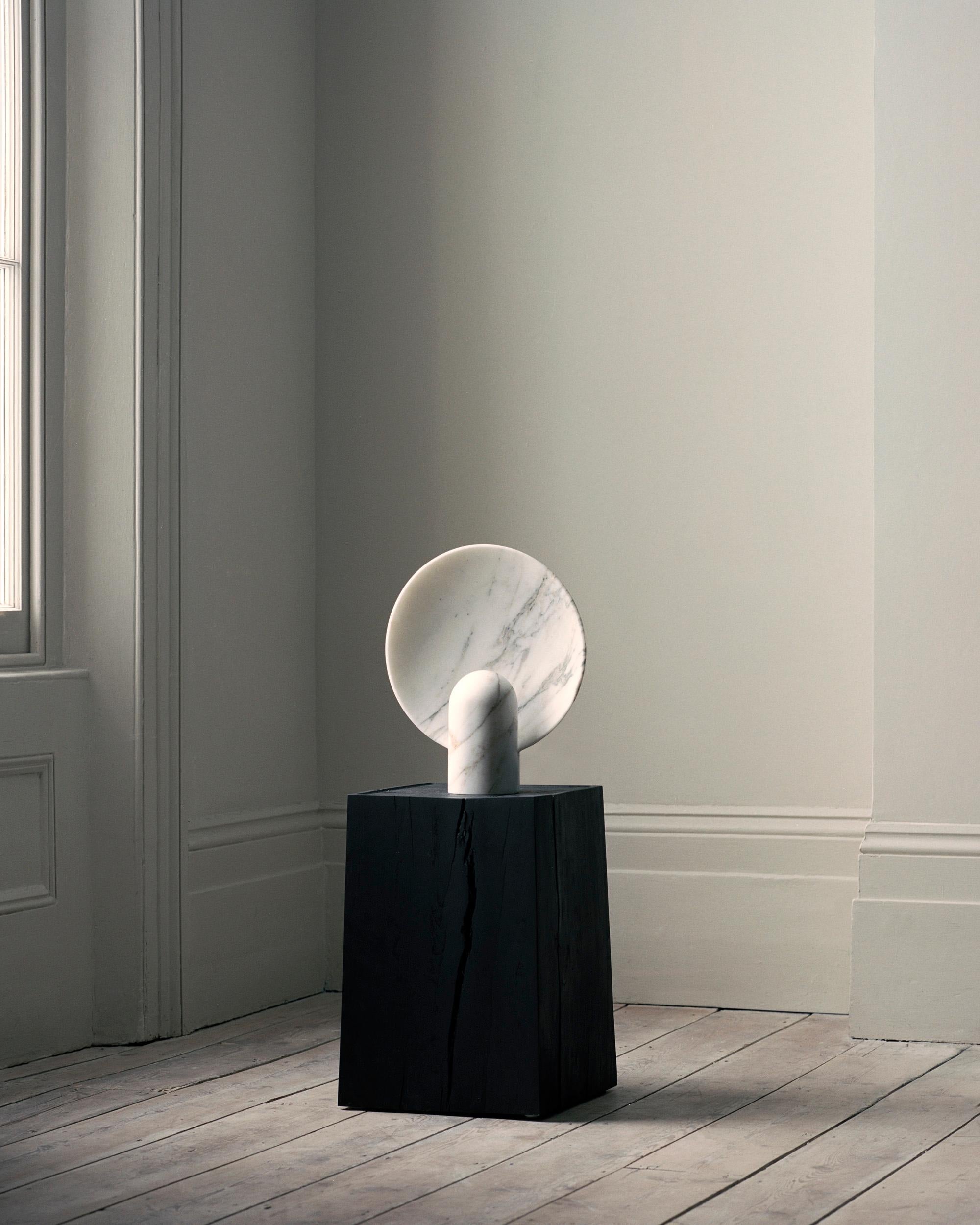 Modern Sculpted Calacatta Viola Marble Lamp by Henry Wilson