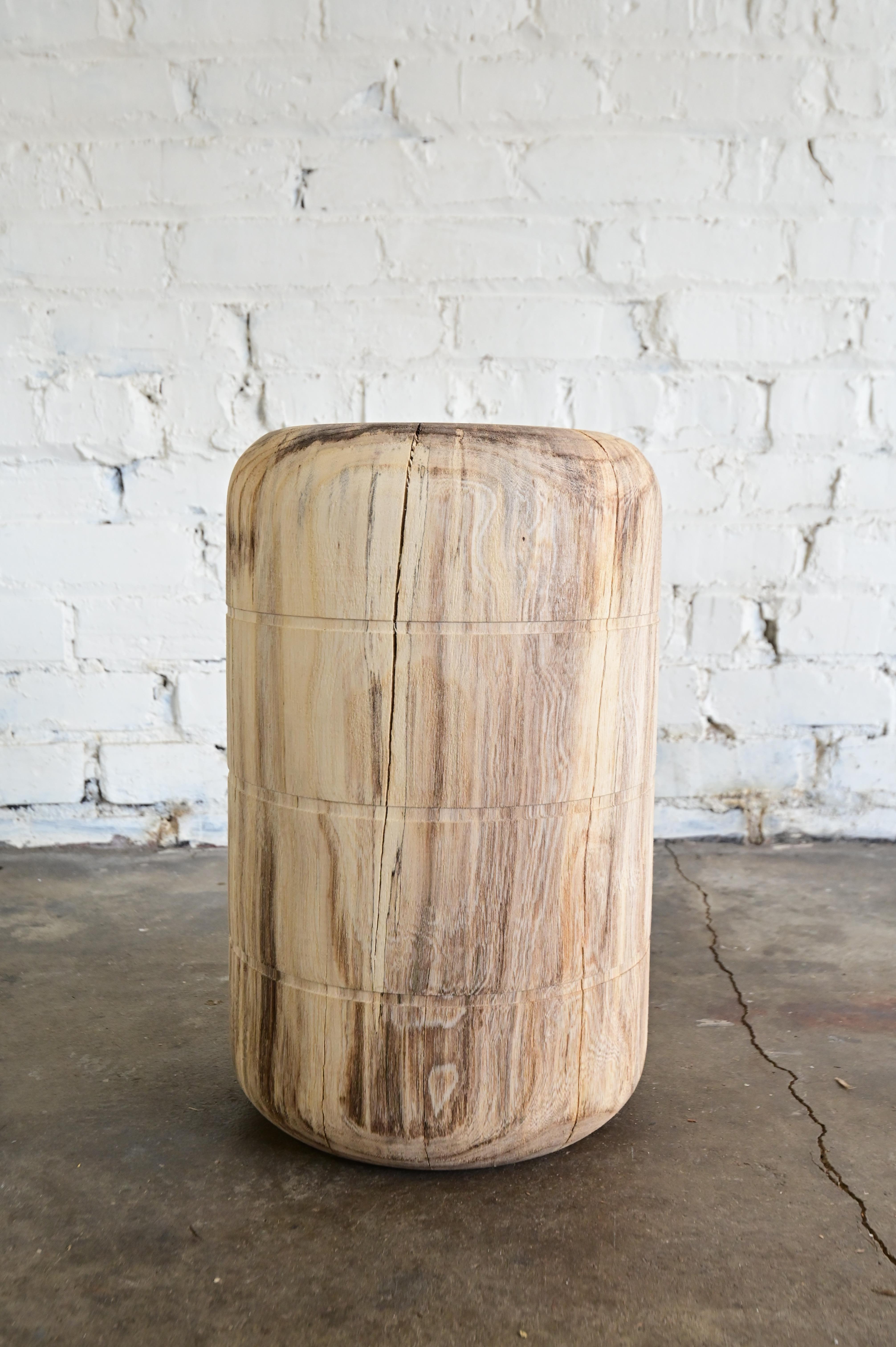 Post-Modern Sculpted Capsule Wooden End Table For Sale