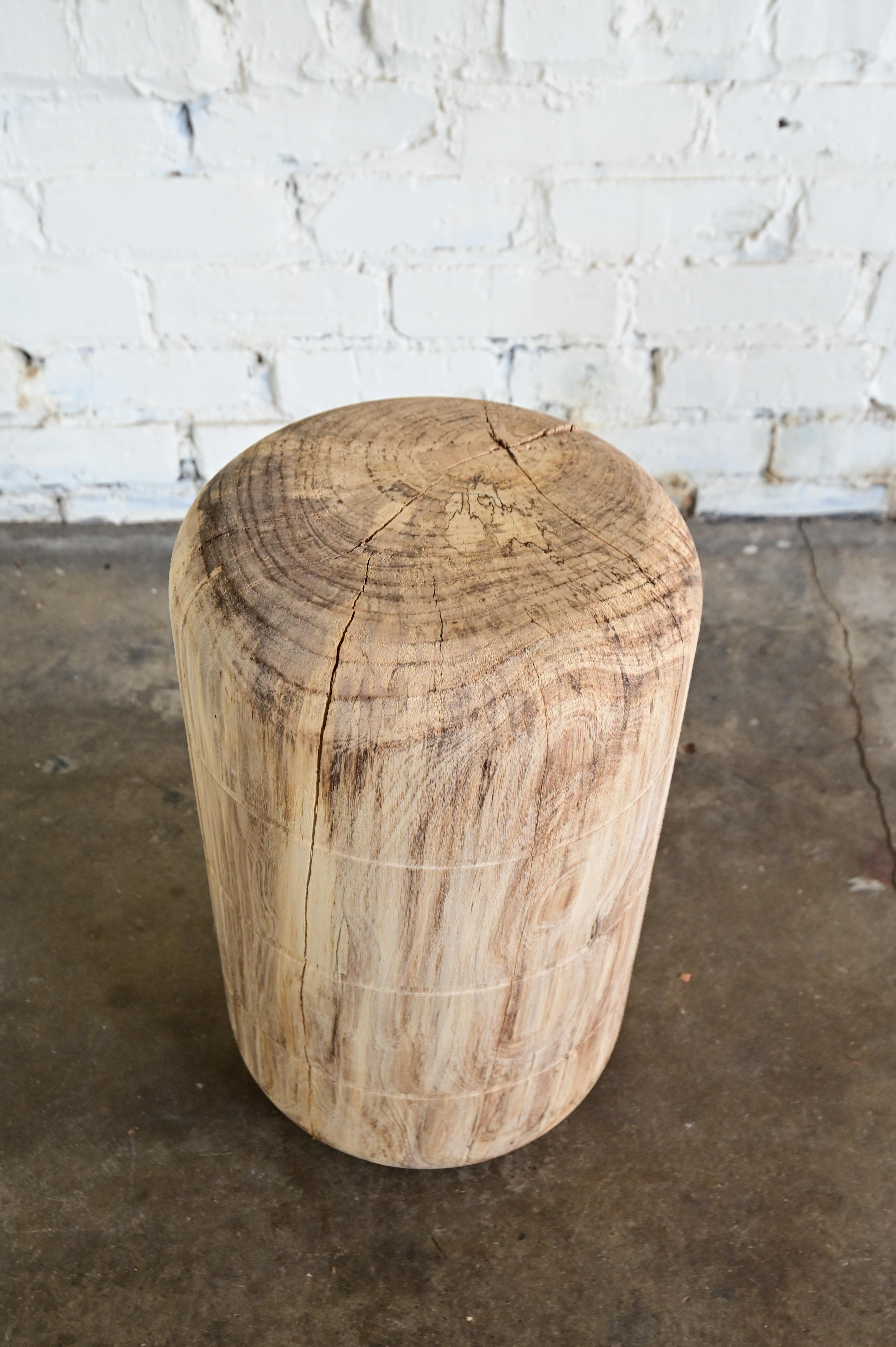 American Sculpted Capsule Wooden End Table For Sale