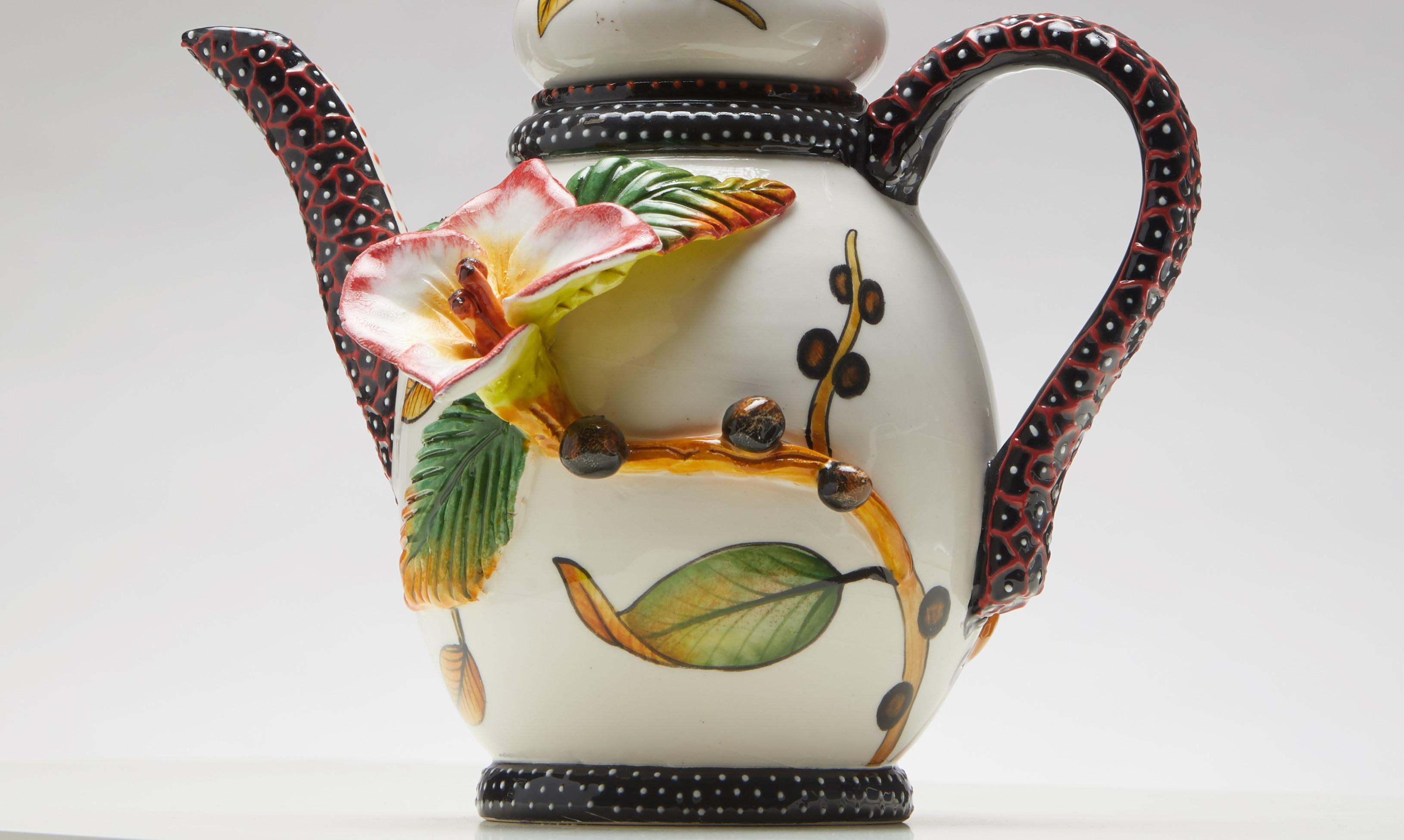 South African Sculpted Ceramic Bird Teapot For Sale
